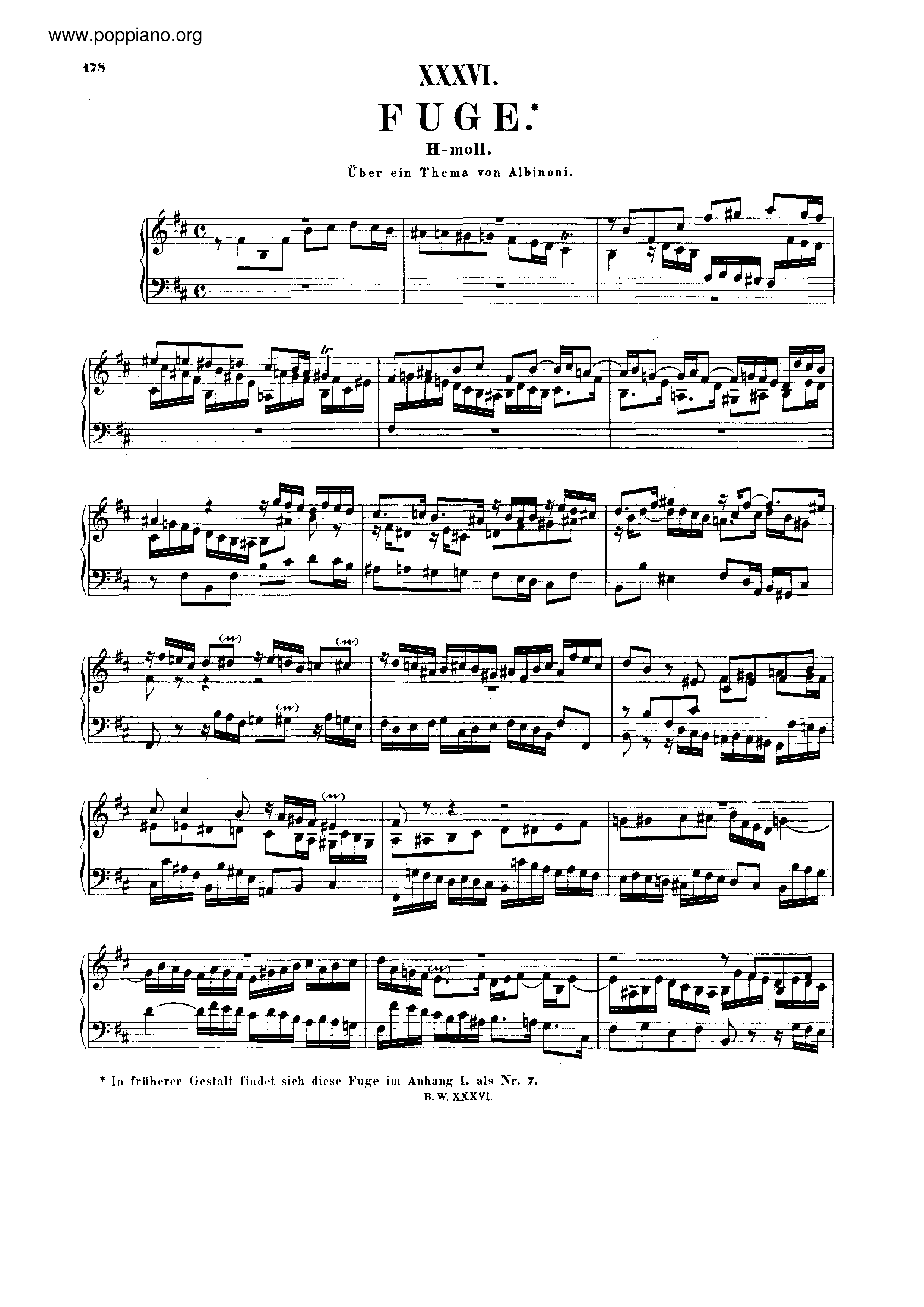 Fugue in B minor, BWV 951 Score