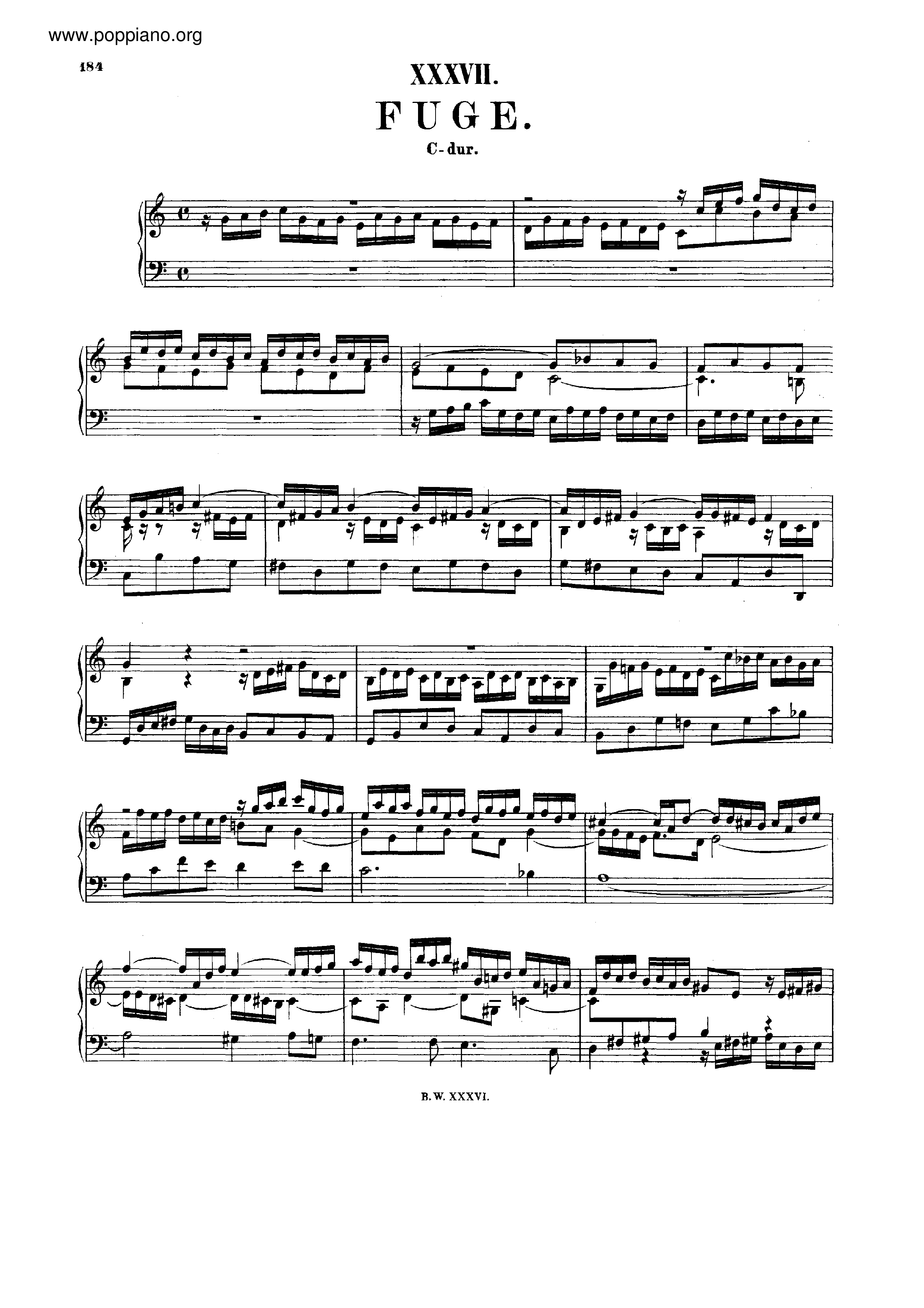 Fugue in C major, BWV 952琴谱