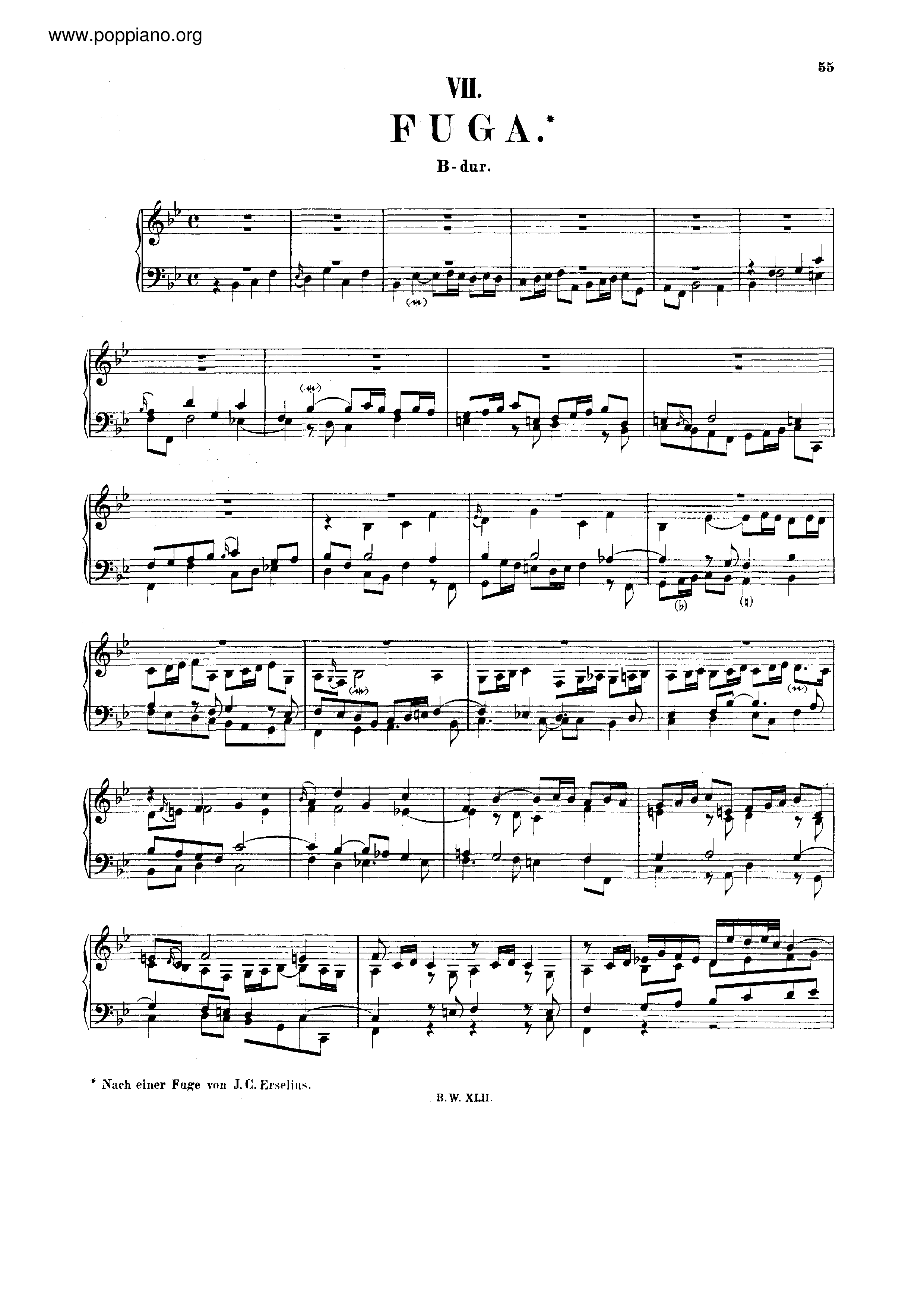 Fugue in B-flat major, BWV 955琴谱