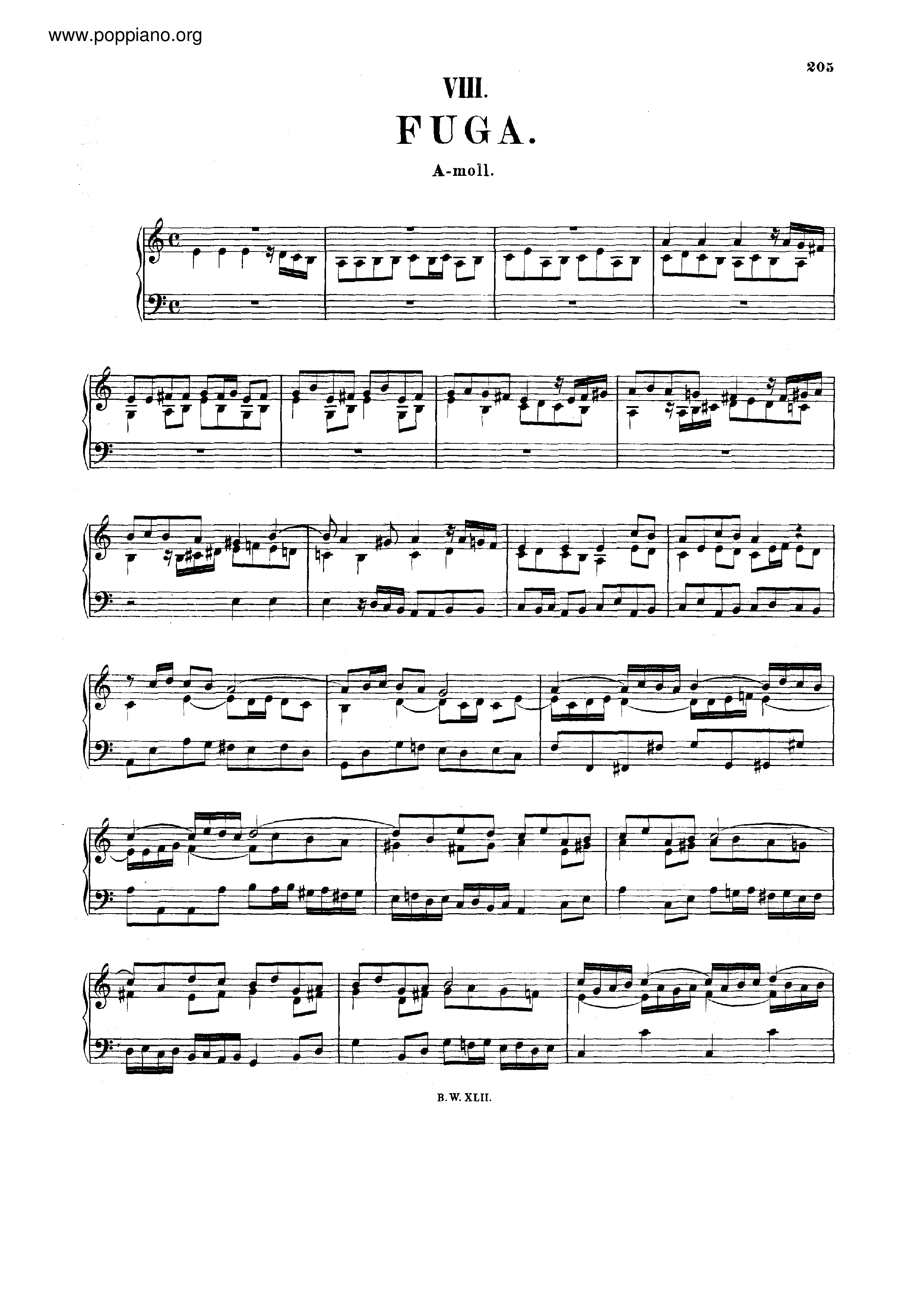 Fugue in A minor, BWV 958 Score