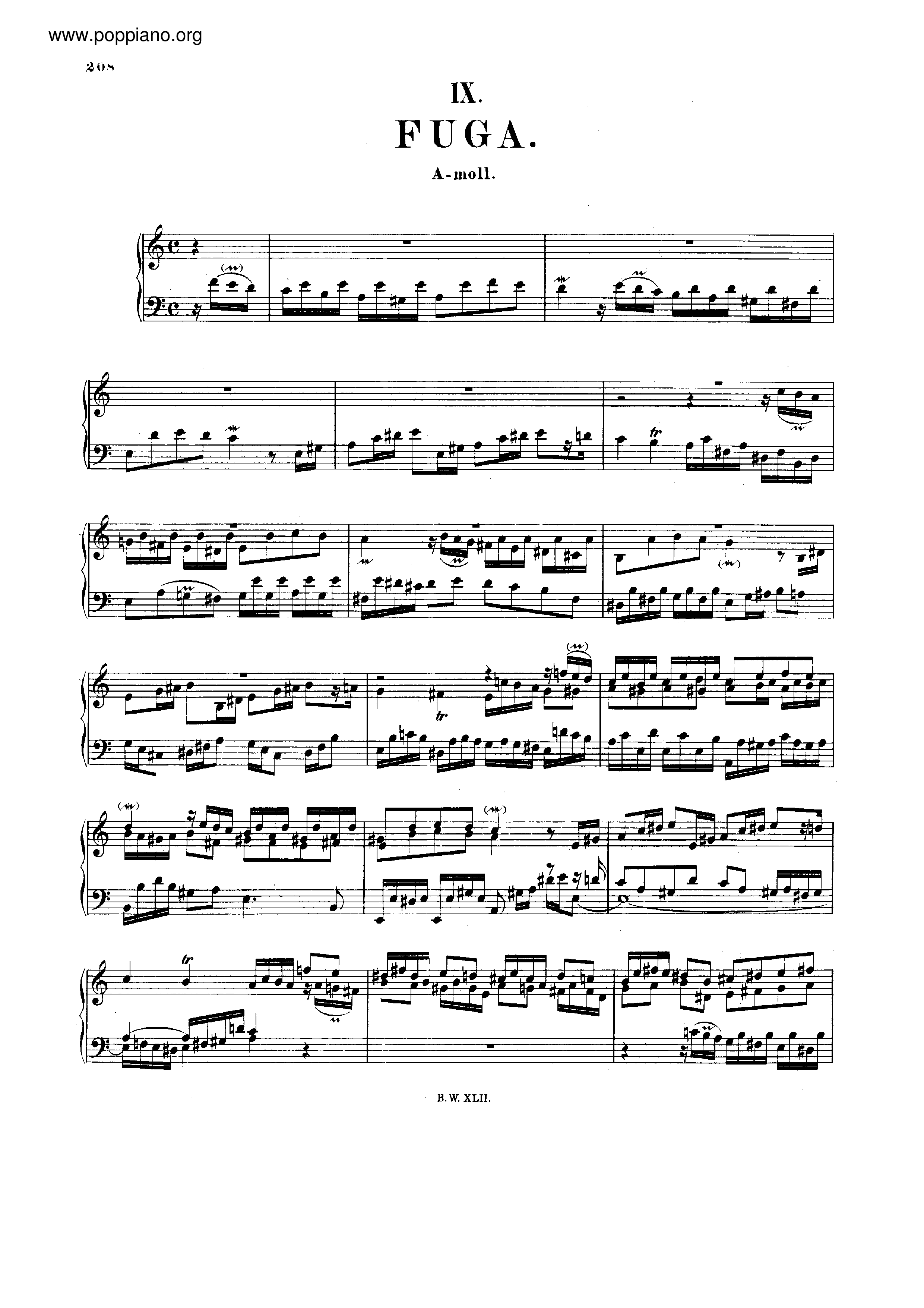 Fugue in A minor, BWV 959 Score