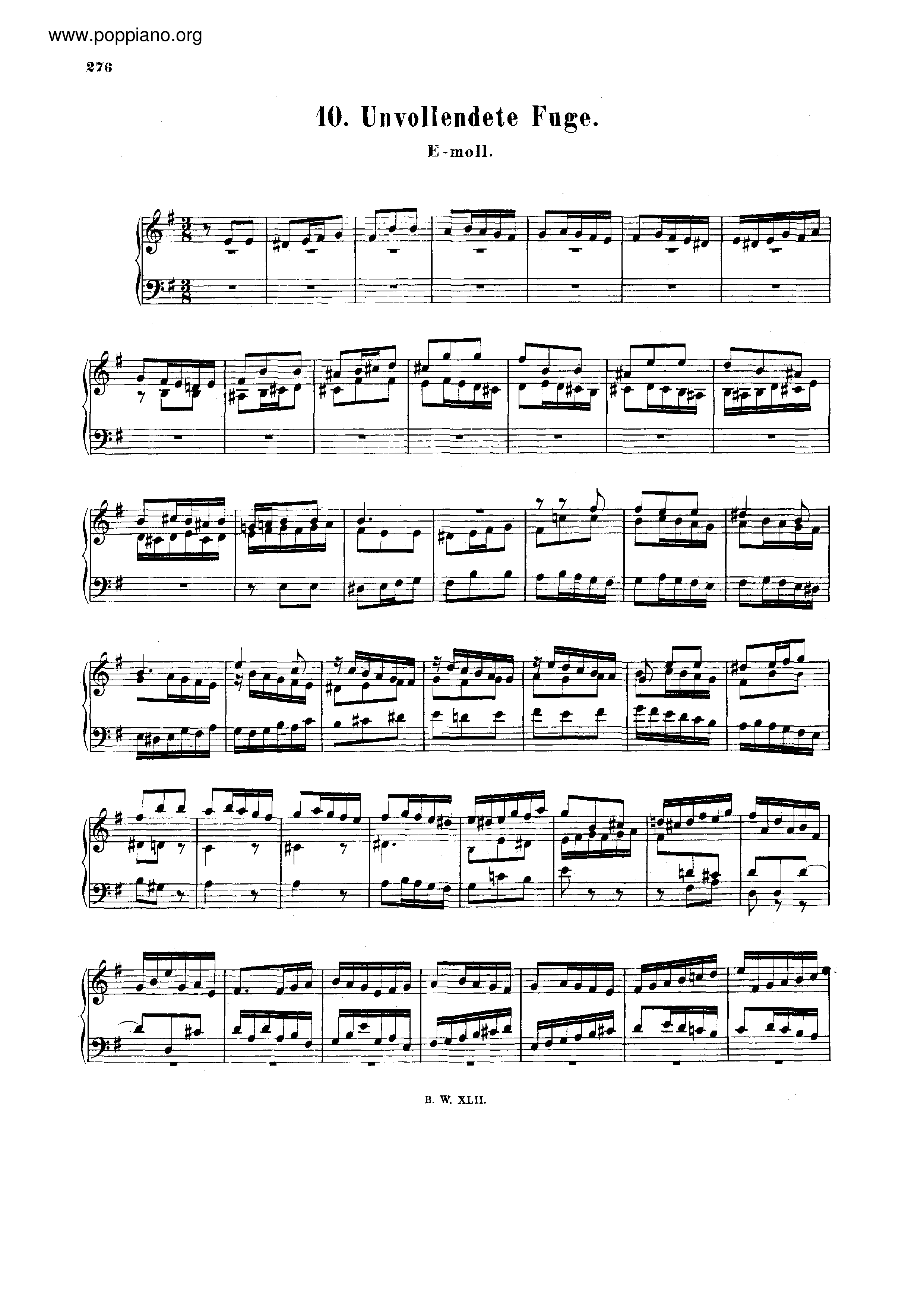 Fugue in e minor, BWV 960 (unfinished)琴谱