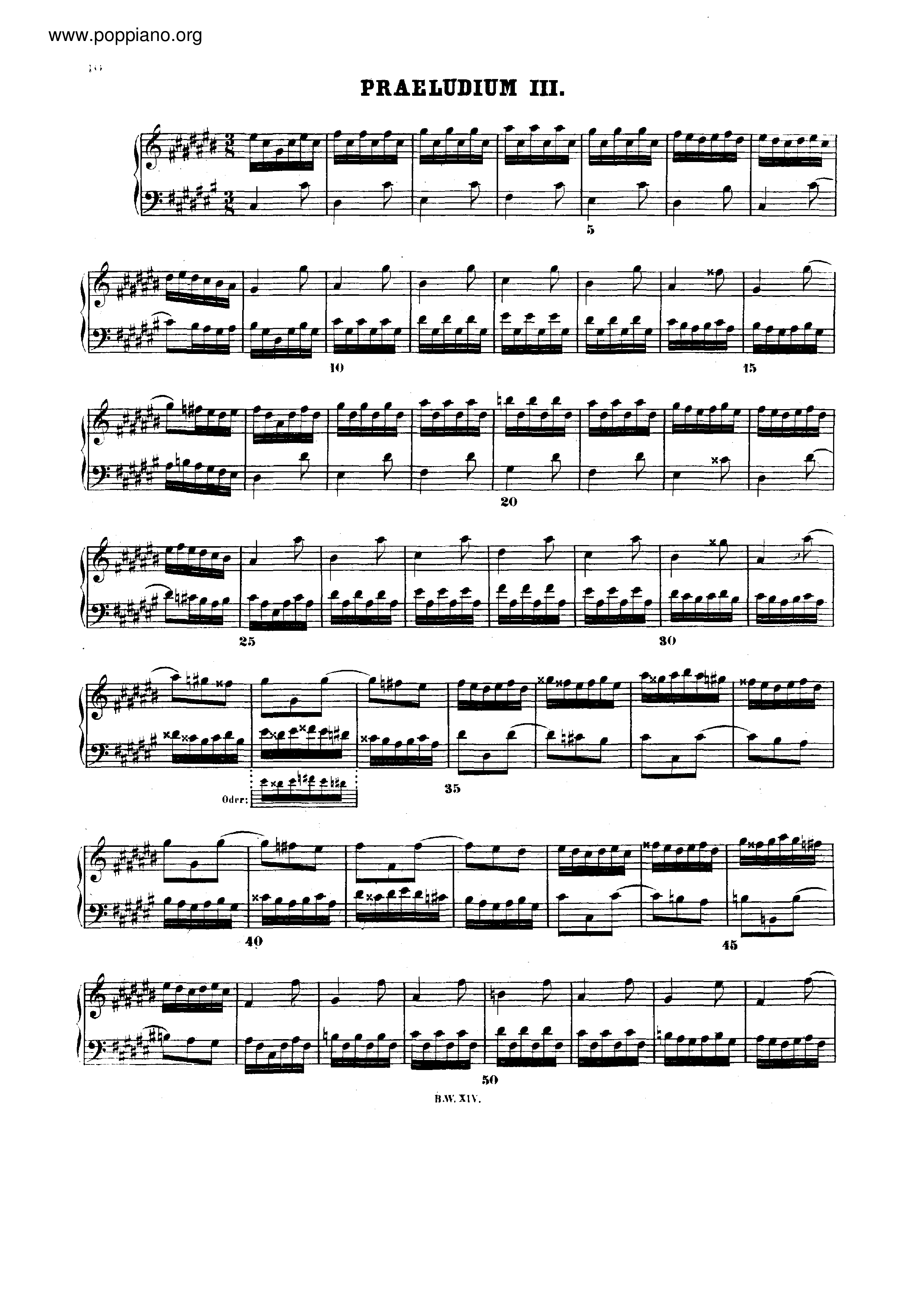 Prelude and Fugue No.3 C# major, BWV 848 Score