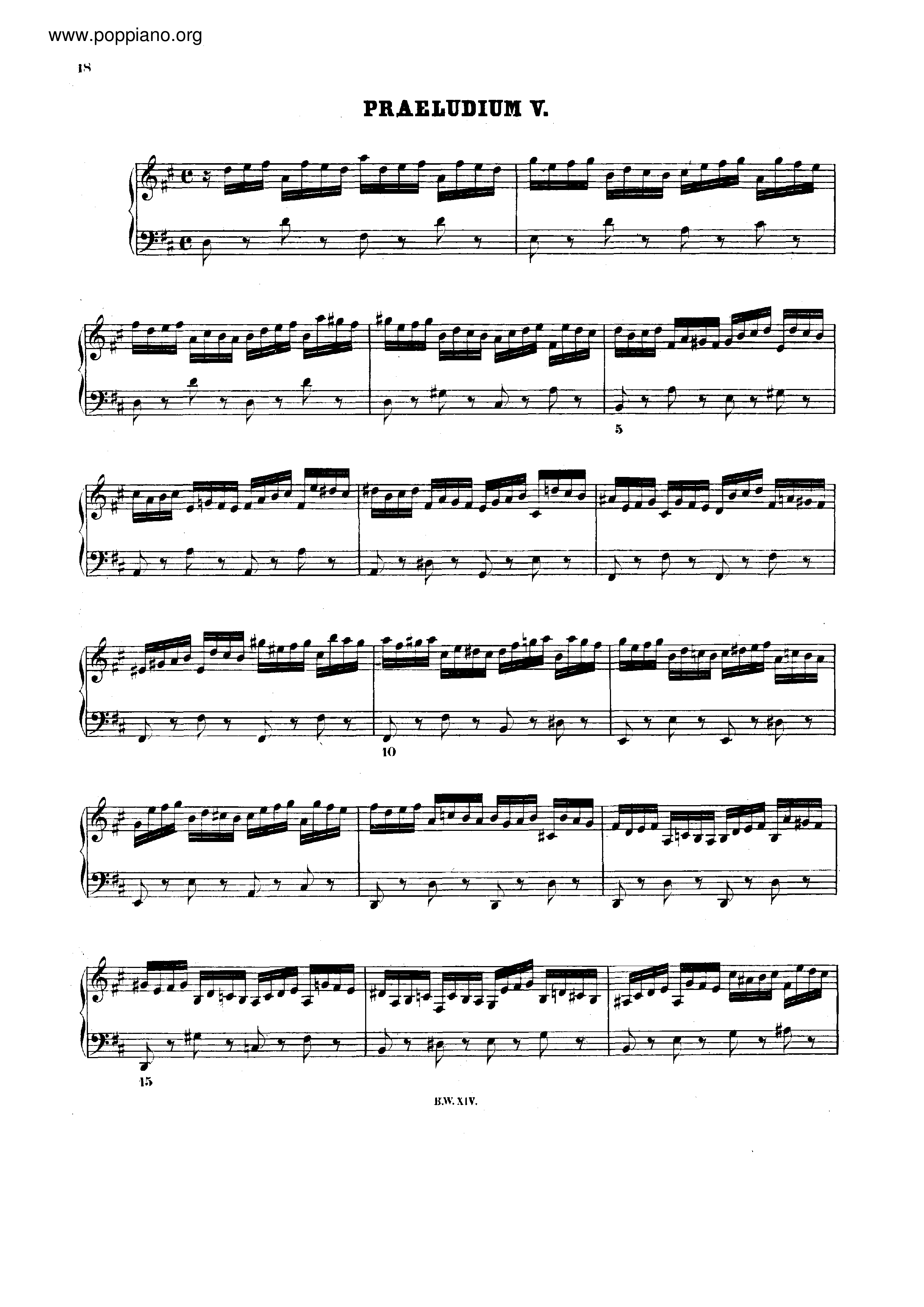 Prelude and Fugue No.5 D major, BWV 850琴谱