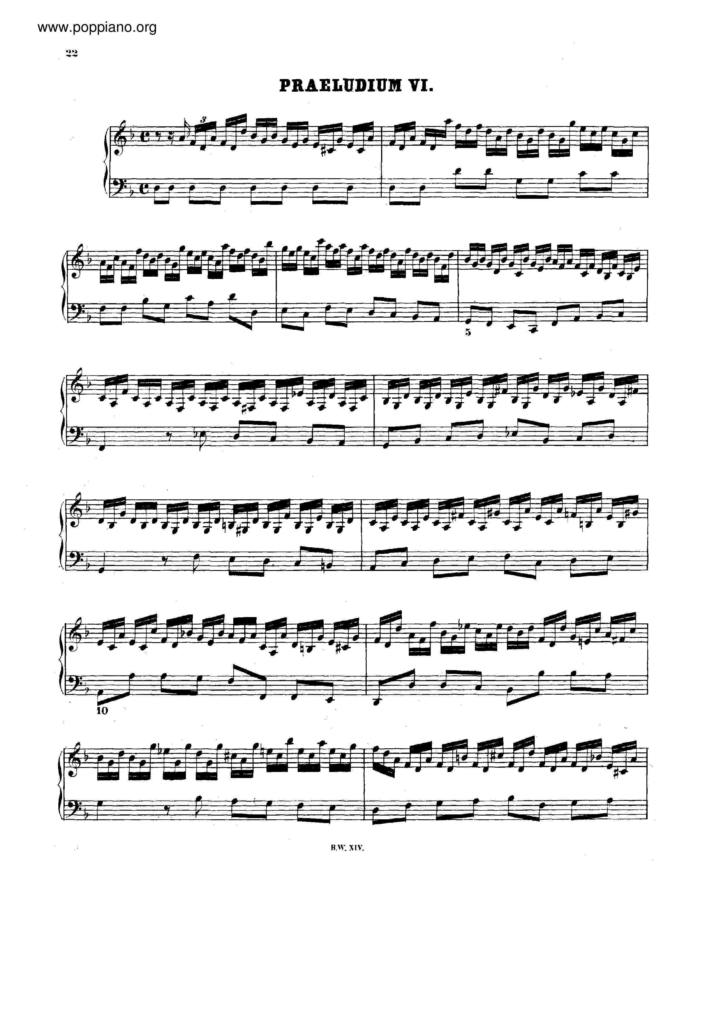 Prelude and Fugue No.6 d minor, BWV 851 Score