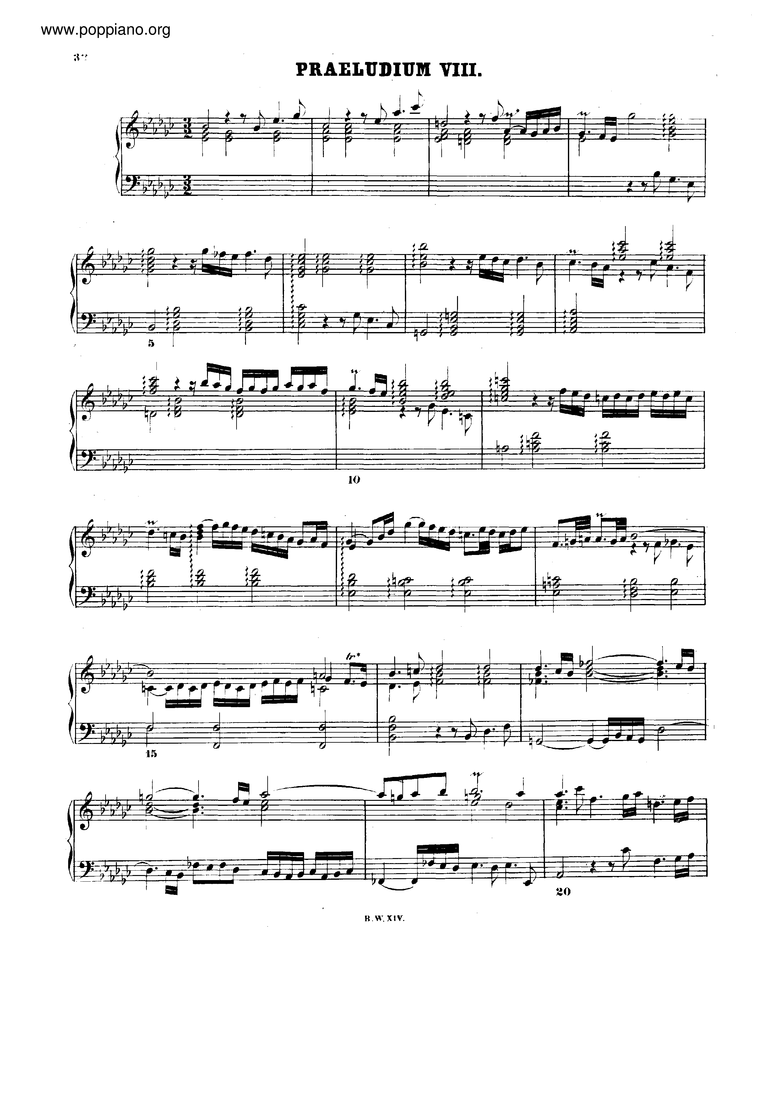Prelude and Fugue No.8 eb minor, BWV 853琴譜
