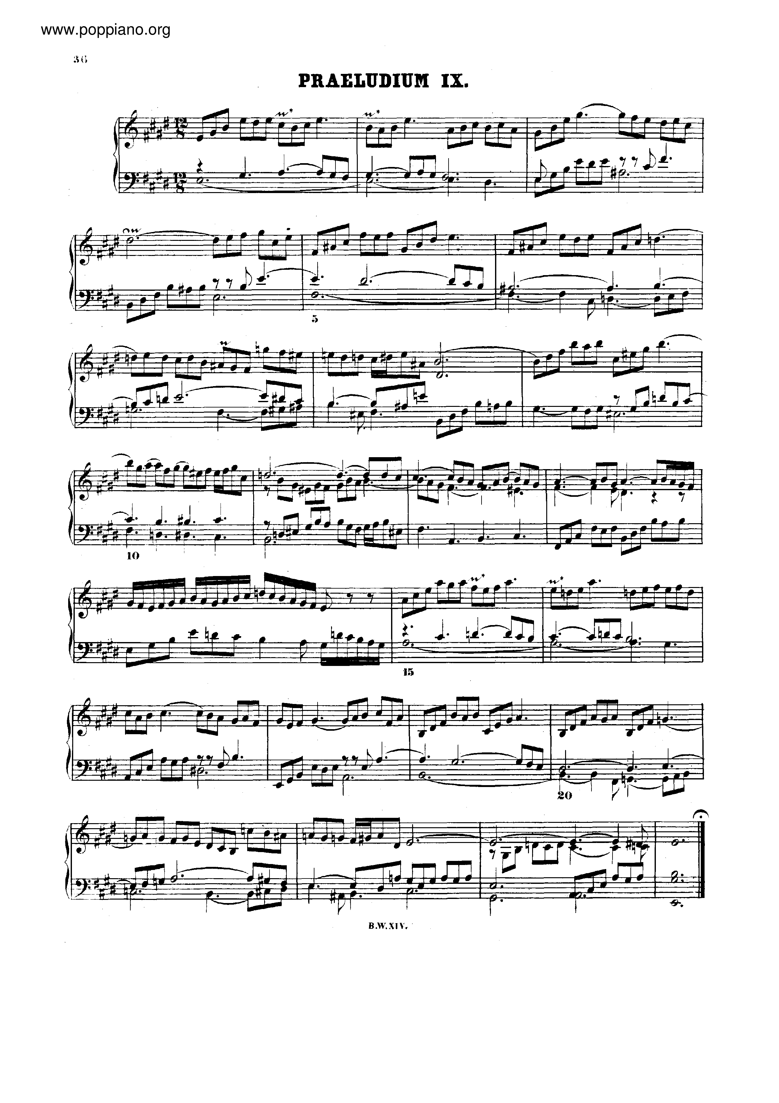 Prelude and Fugue No.9 E major, BWV 854 Score