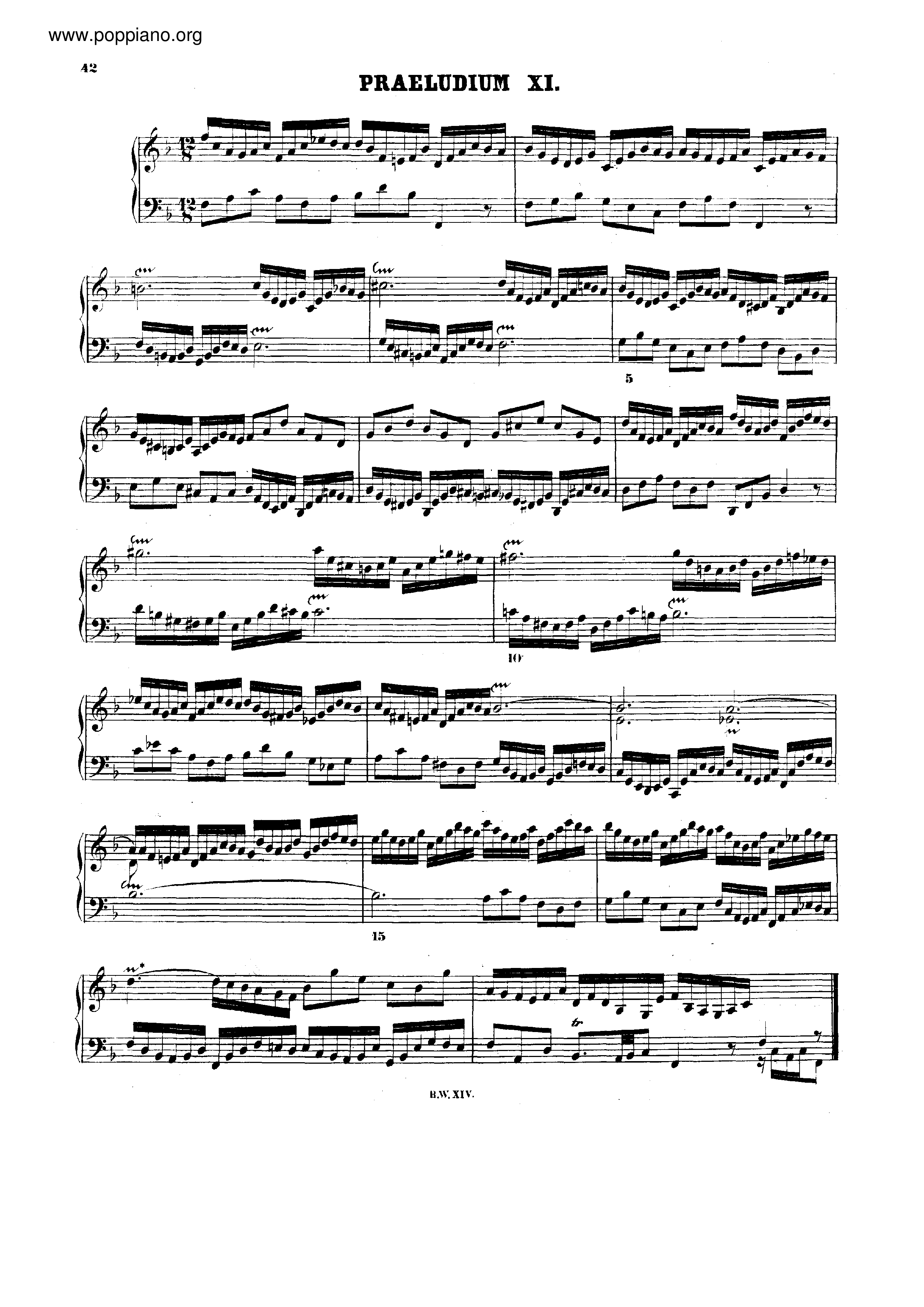 Prelude and Fugue No.11 F major, BWV 856琴谱