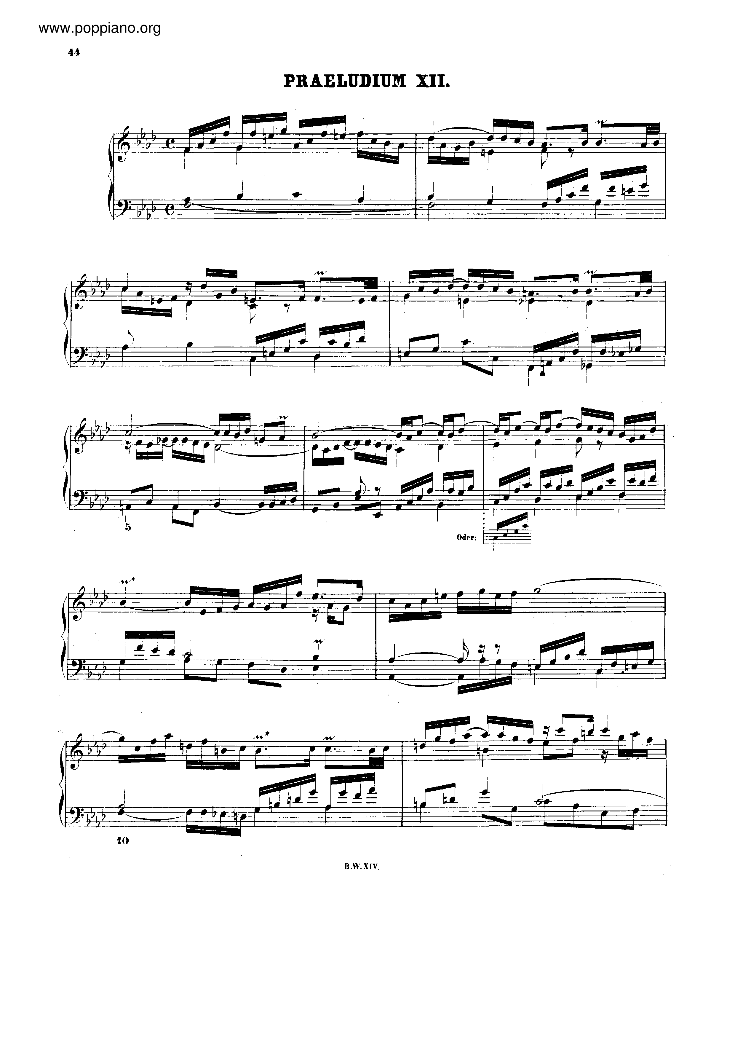 Prelude and Fugue No.12 f minor, BWV 857ピアノ譜