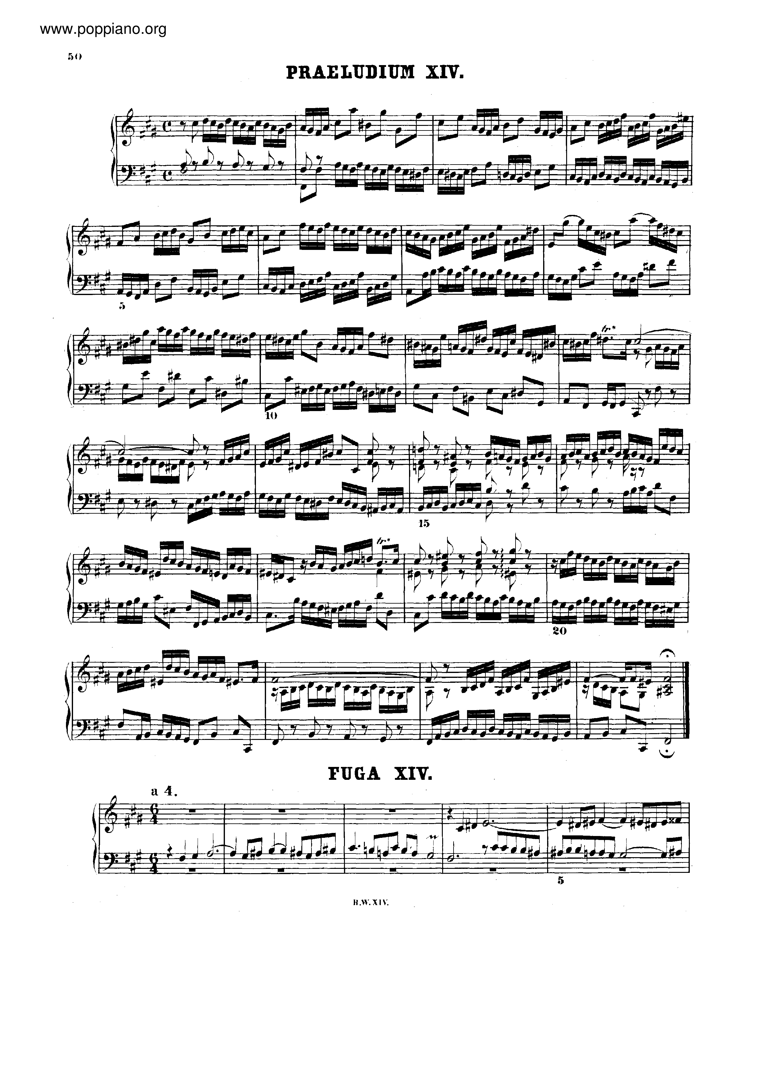 Prelude And Fugue No.14 F# Minor, BWV 859 Score
