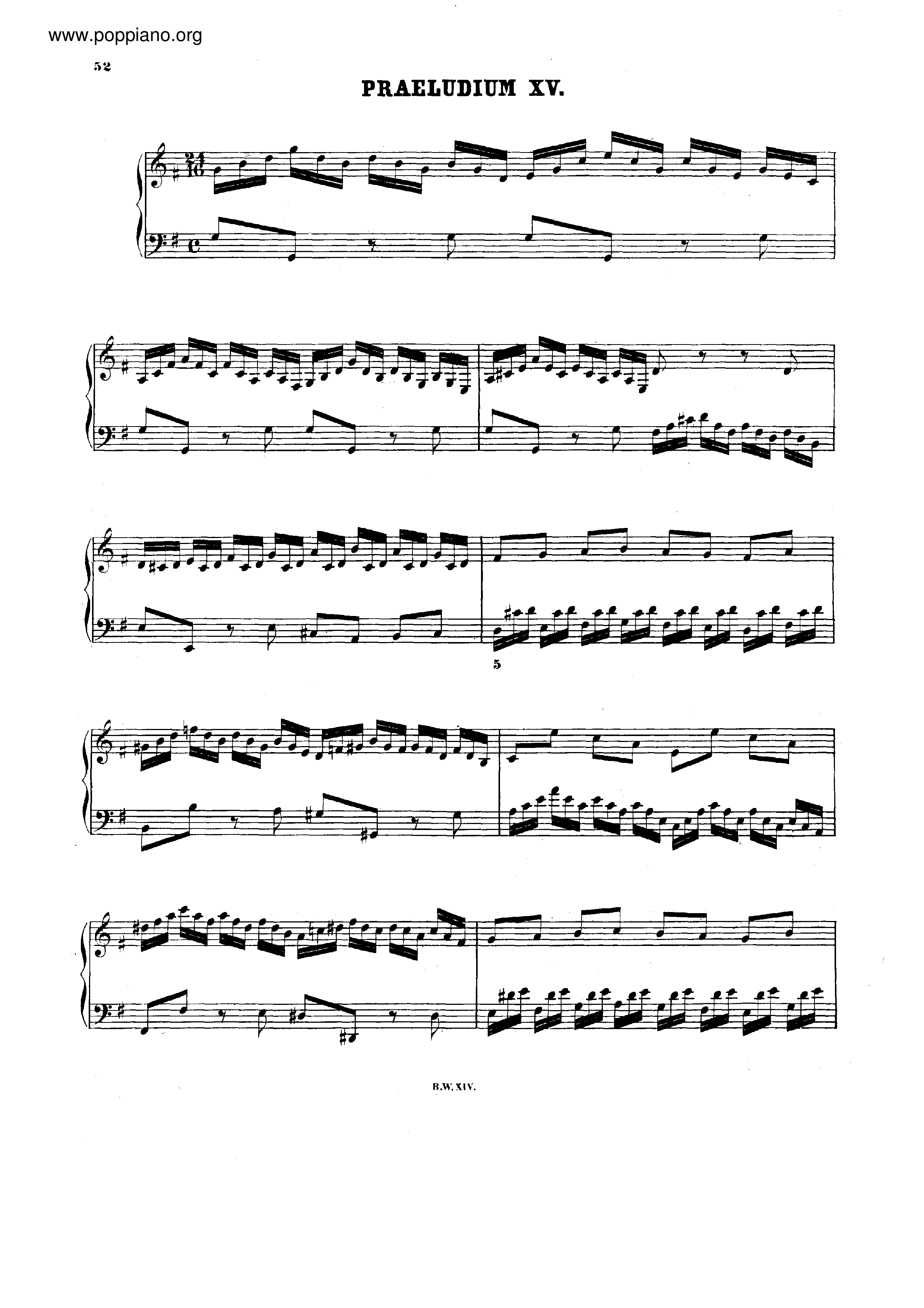 Prelude and Fugue No.15 G major, BWV 860琴譜