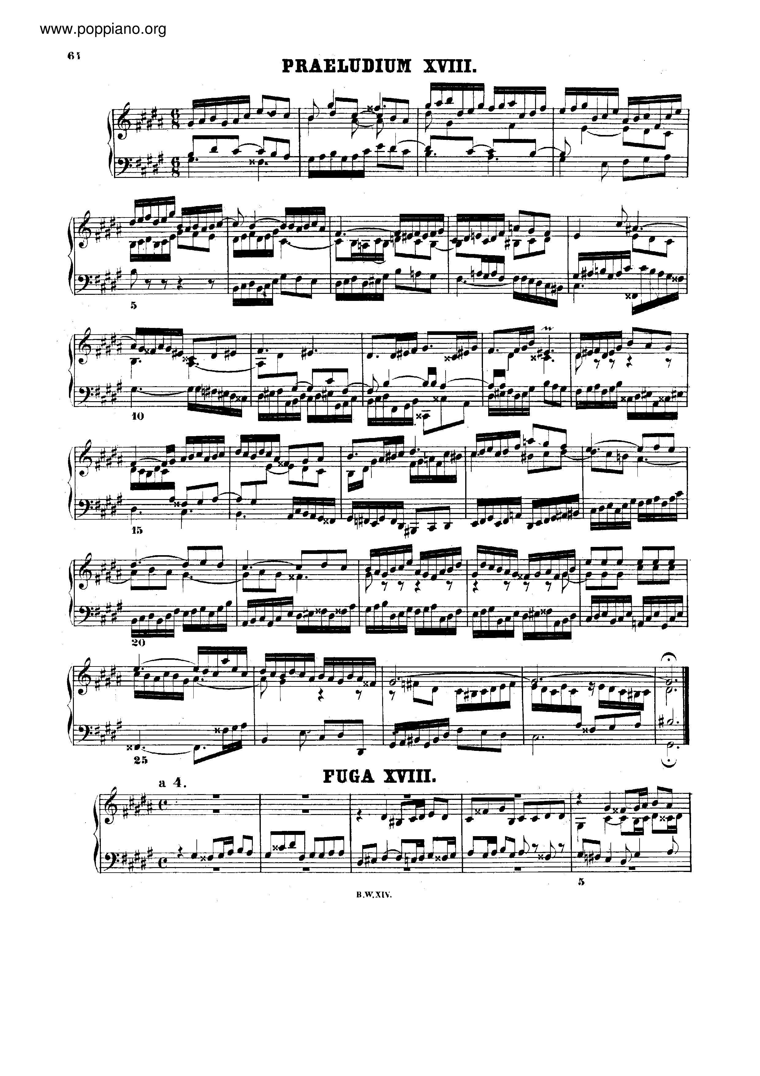 Prelude and Fugue No.18 g# minor, BWV 863ピアノ譜