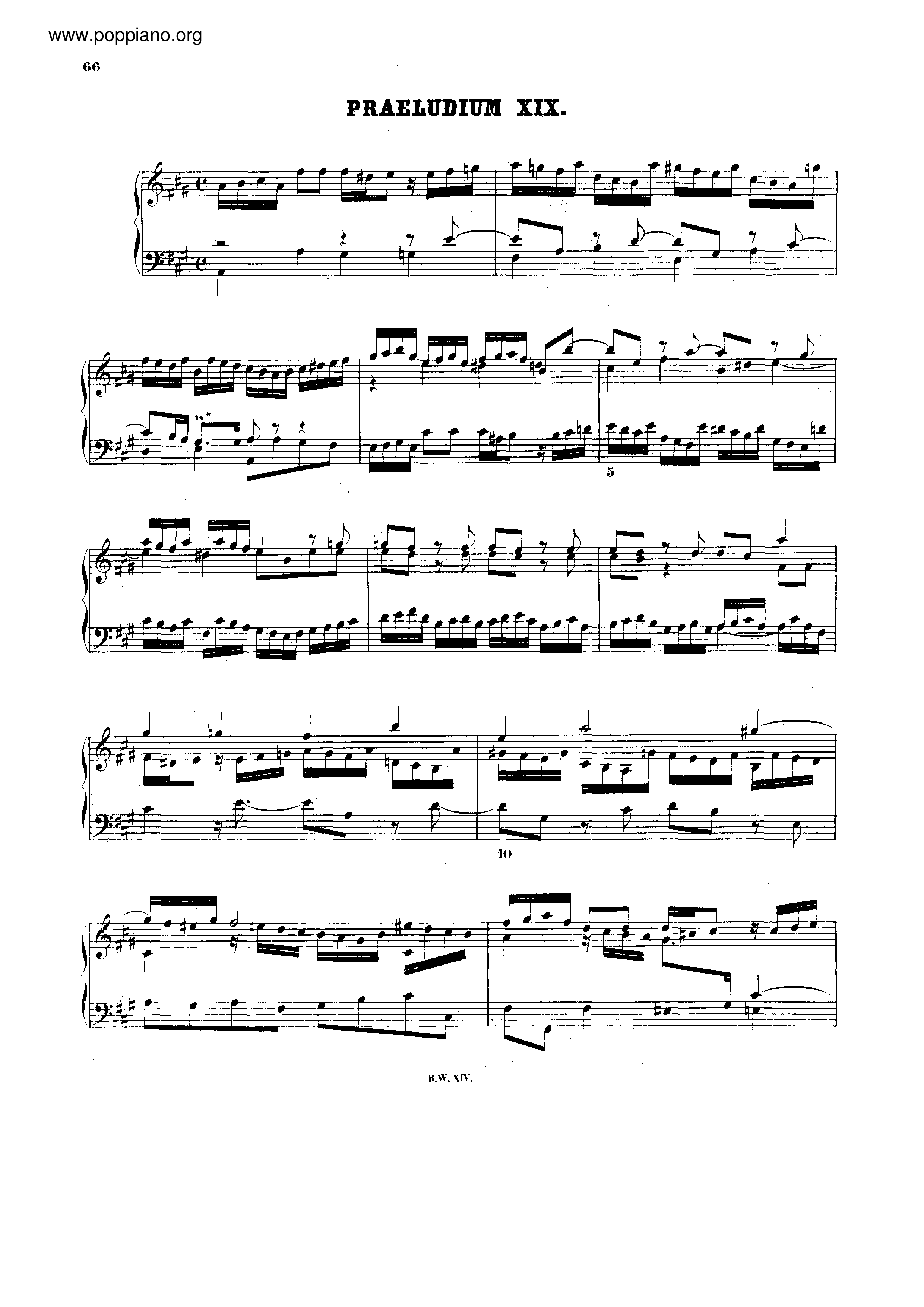 Prelude and Fugue No.19 A major, BWV 864ピアノ譜