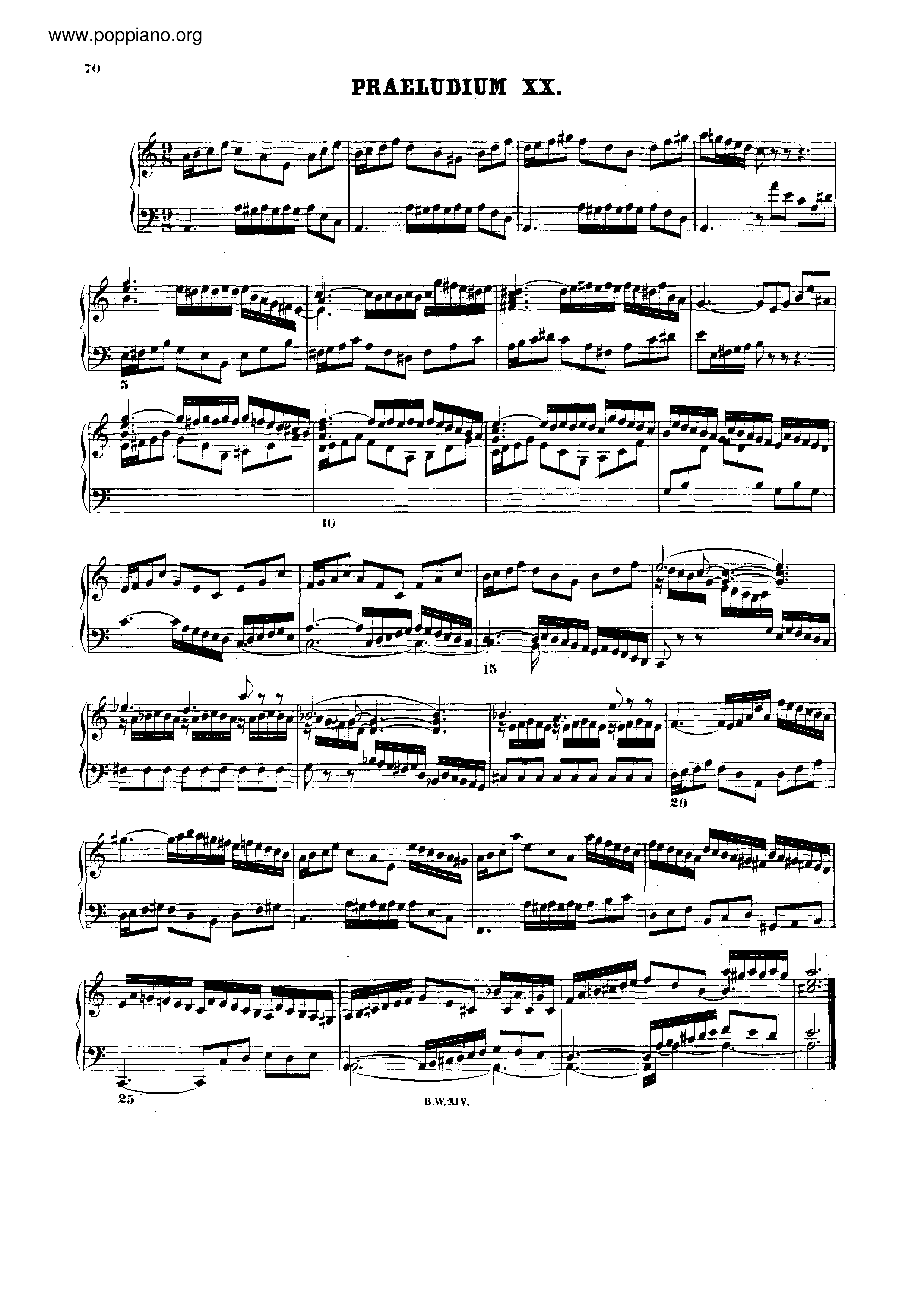 Prelude and Fugue No.20 a minor, BWV 865琴譜
