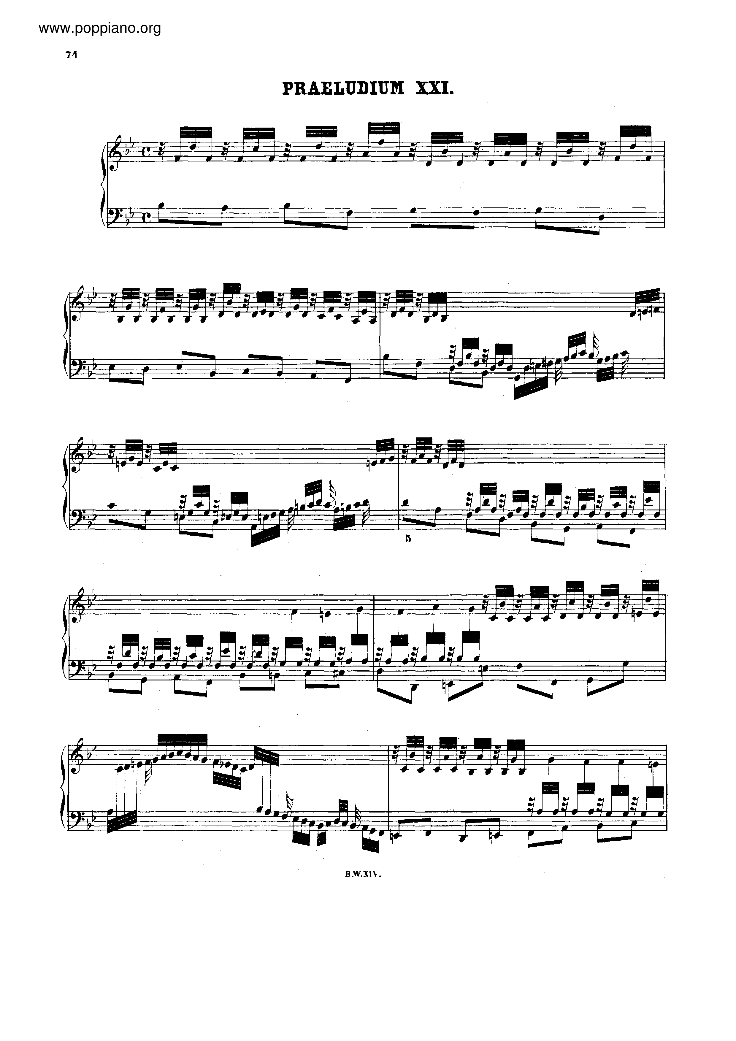 Prelude and Fugue No.21 Bb major, BWV 866琴譜