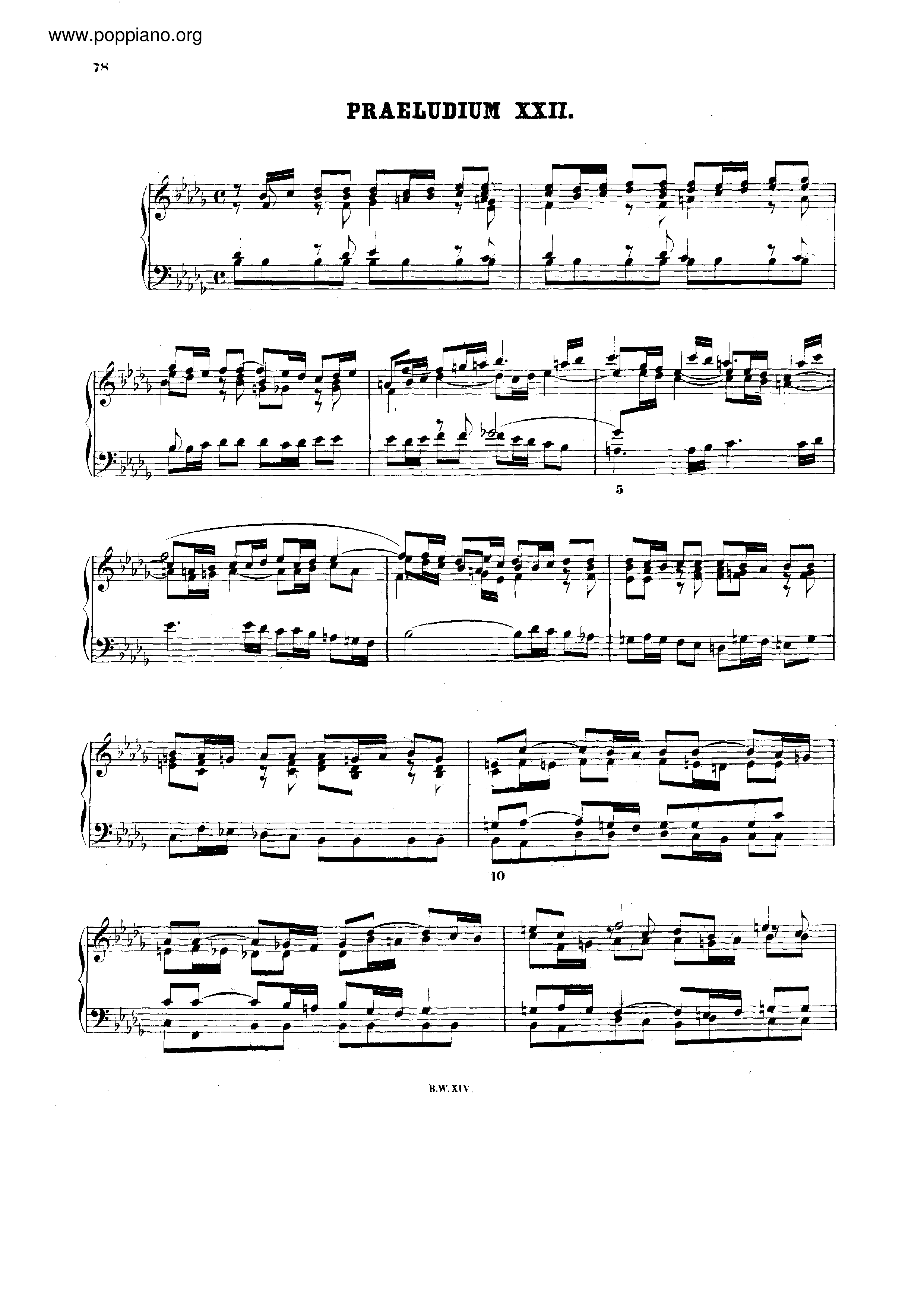 Prelude and Fugue No.22 bb minor, BWV 867琴谱