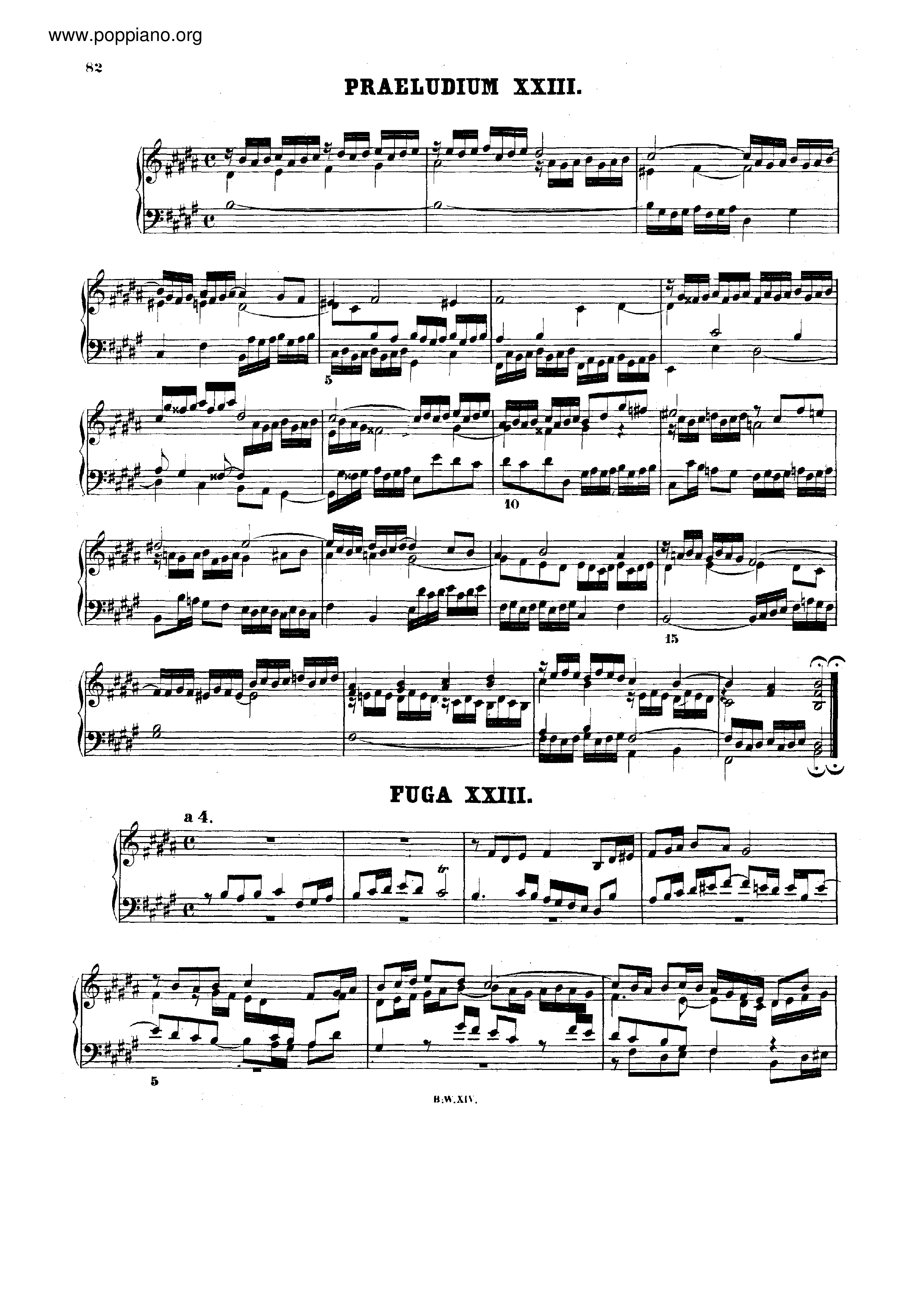 Prelude and Fugue No.23 B major, BWV 868琴谱