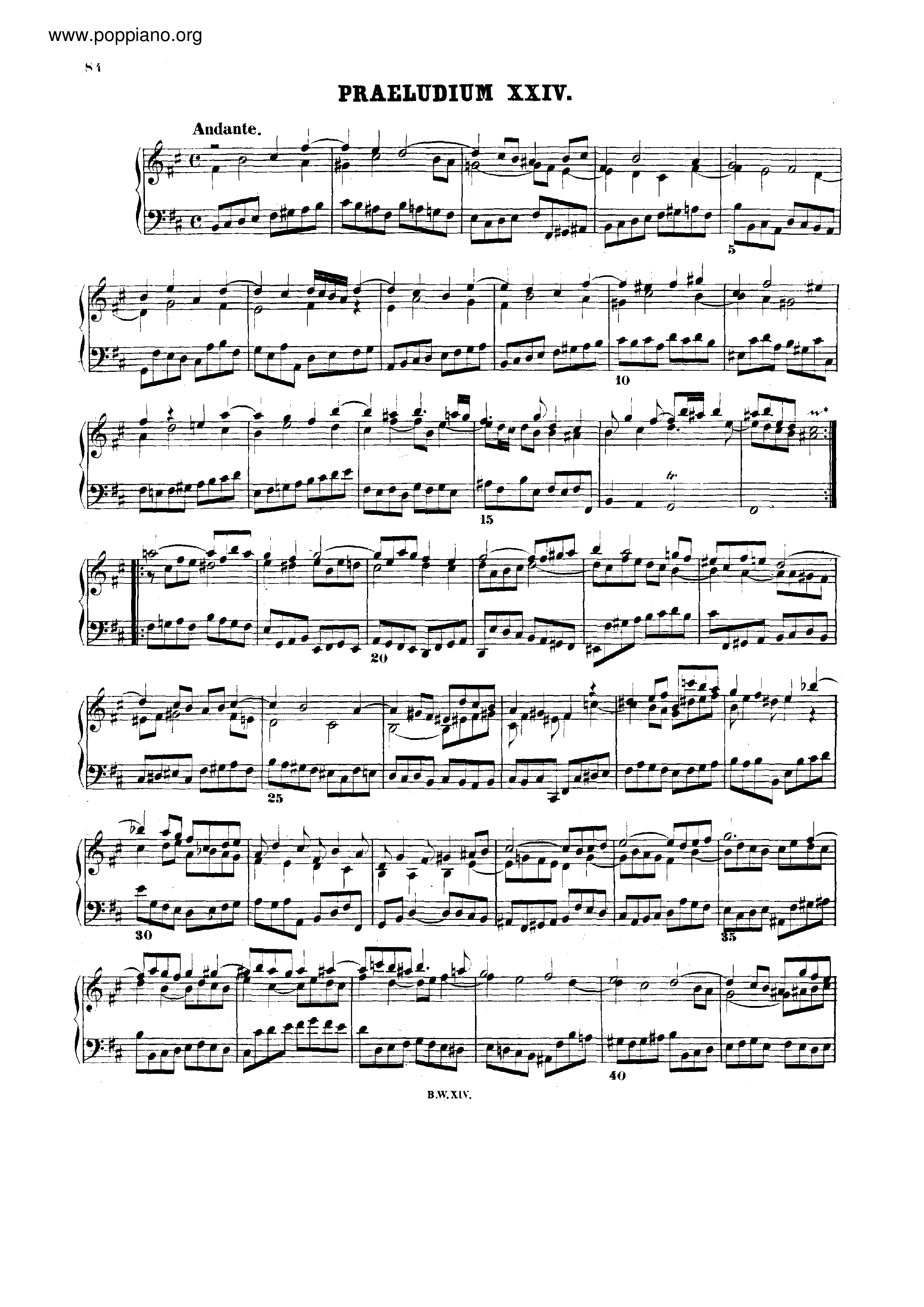 Prelude and Fugue No.24 B minor, BWV 869琴谱