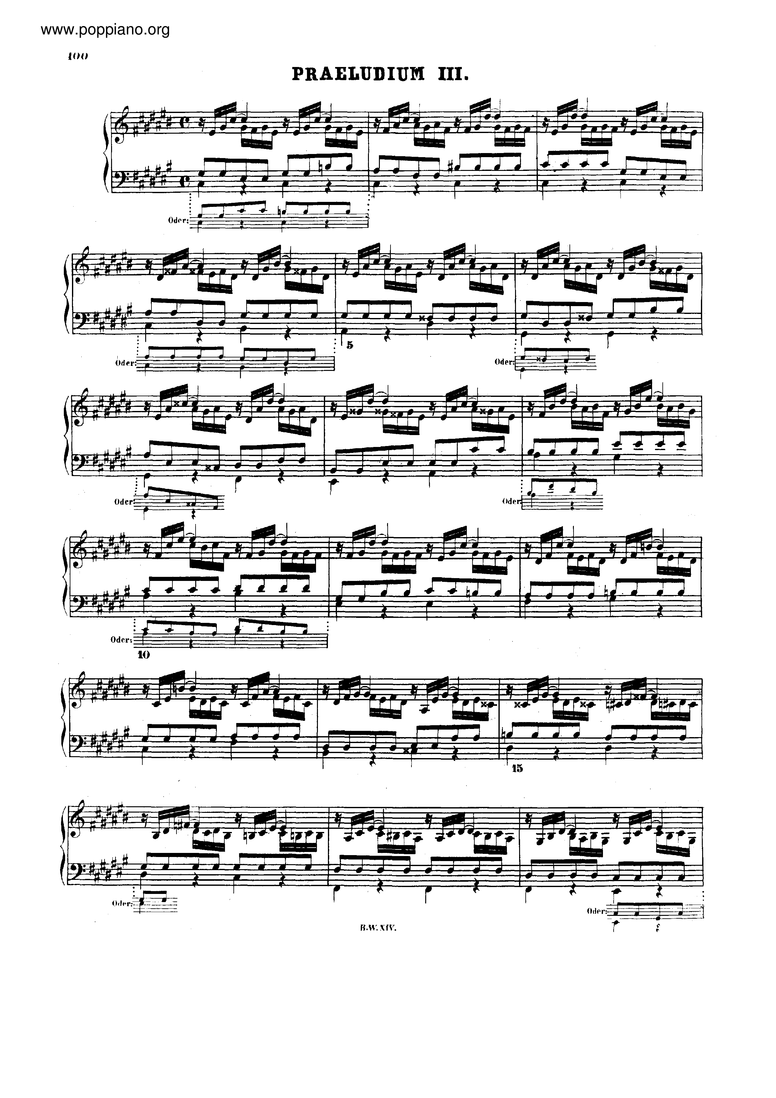 Prelude and Fugue No.3 C# major, BWV 872琴谱
