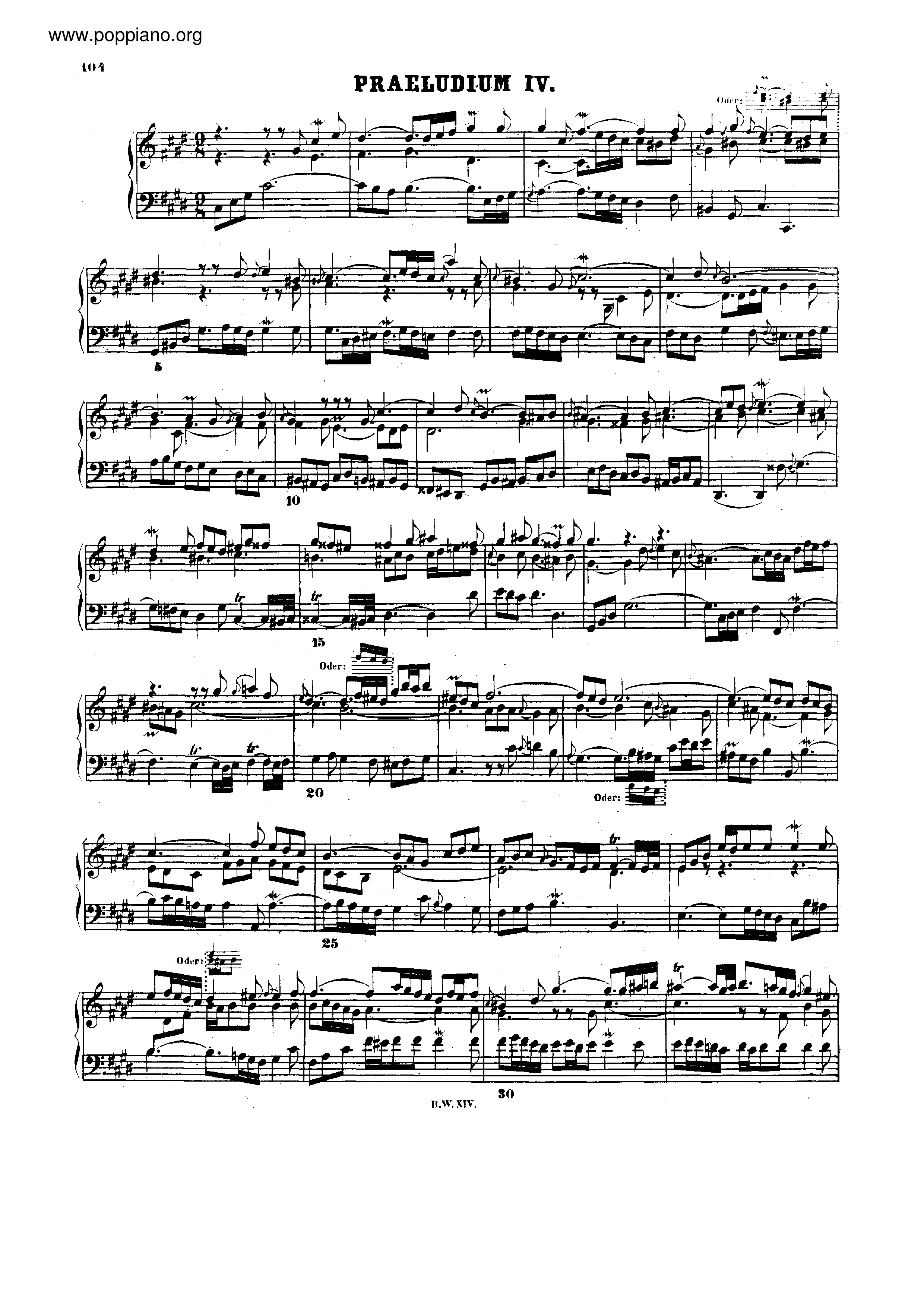 Prelude and Fugue No.4 c# minor, BWV 873琴谱