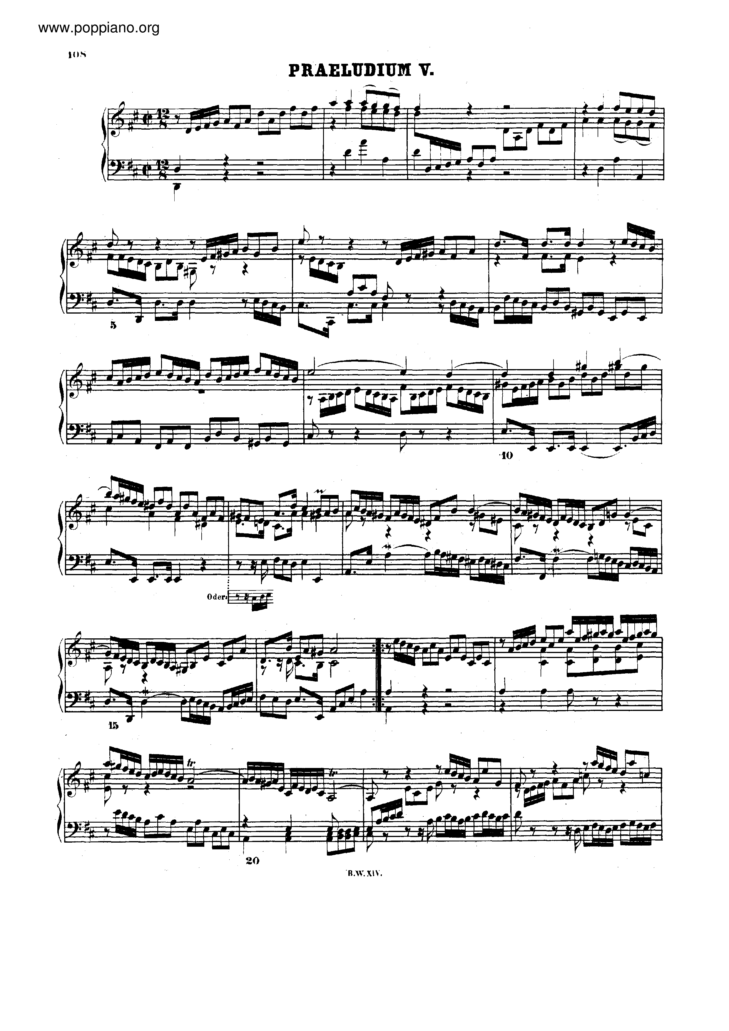 Prelude and Fugue No.5 D major, BWV 874琴譜