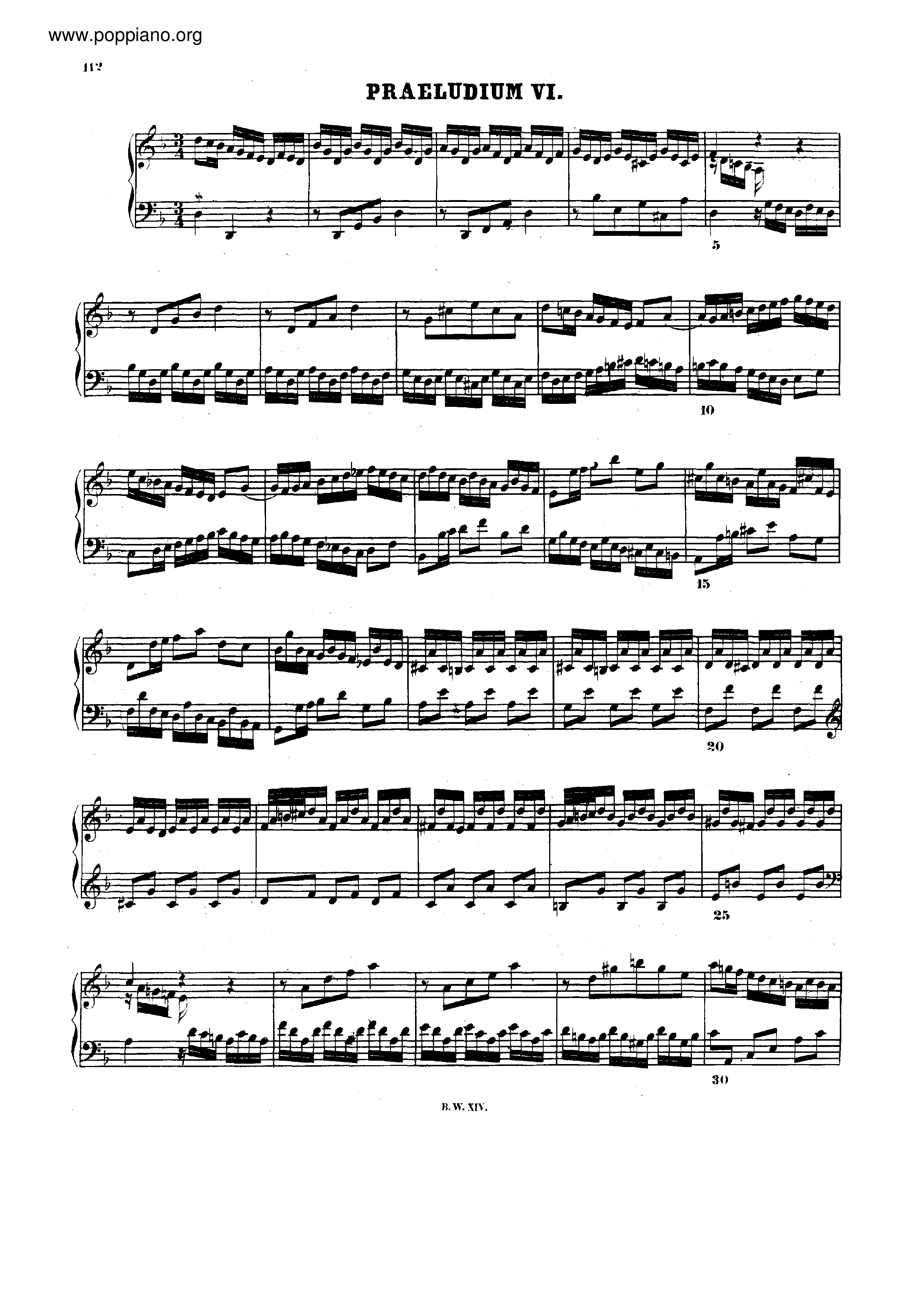 Prelude And Fugue No.6 D Minor, BWV 875琴譜