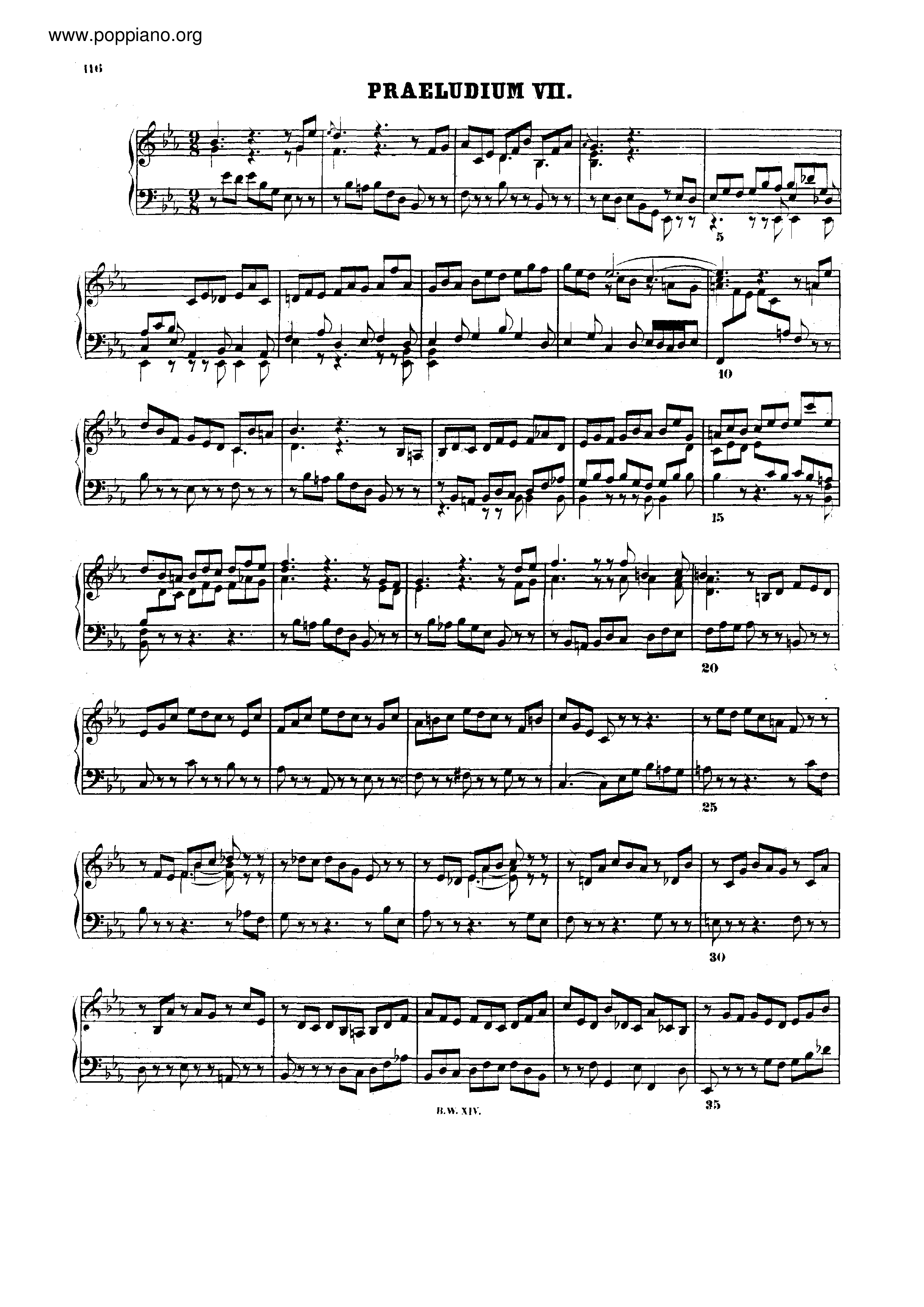 Prelude and Fugue No.7 Eb major, BWV 876琴谱