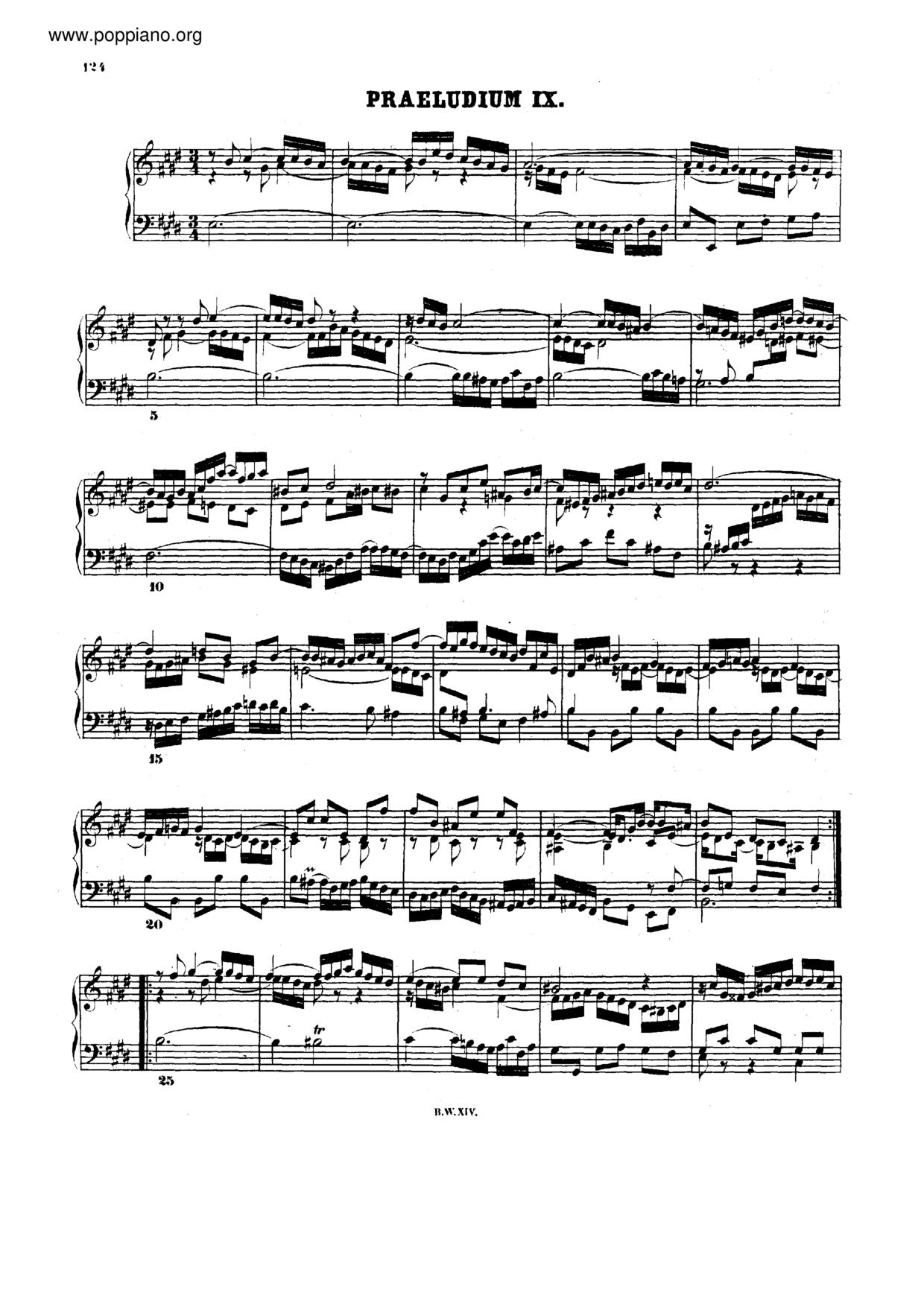 Prelude and Fugue No.9 E major, BWV 878 Score