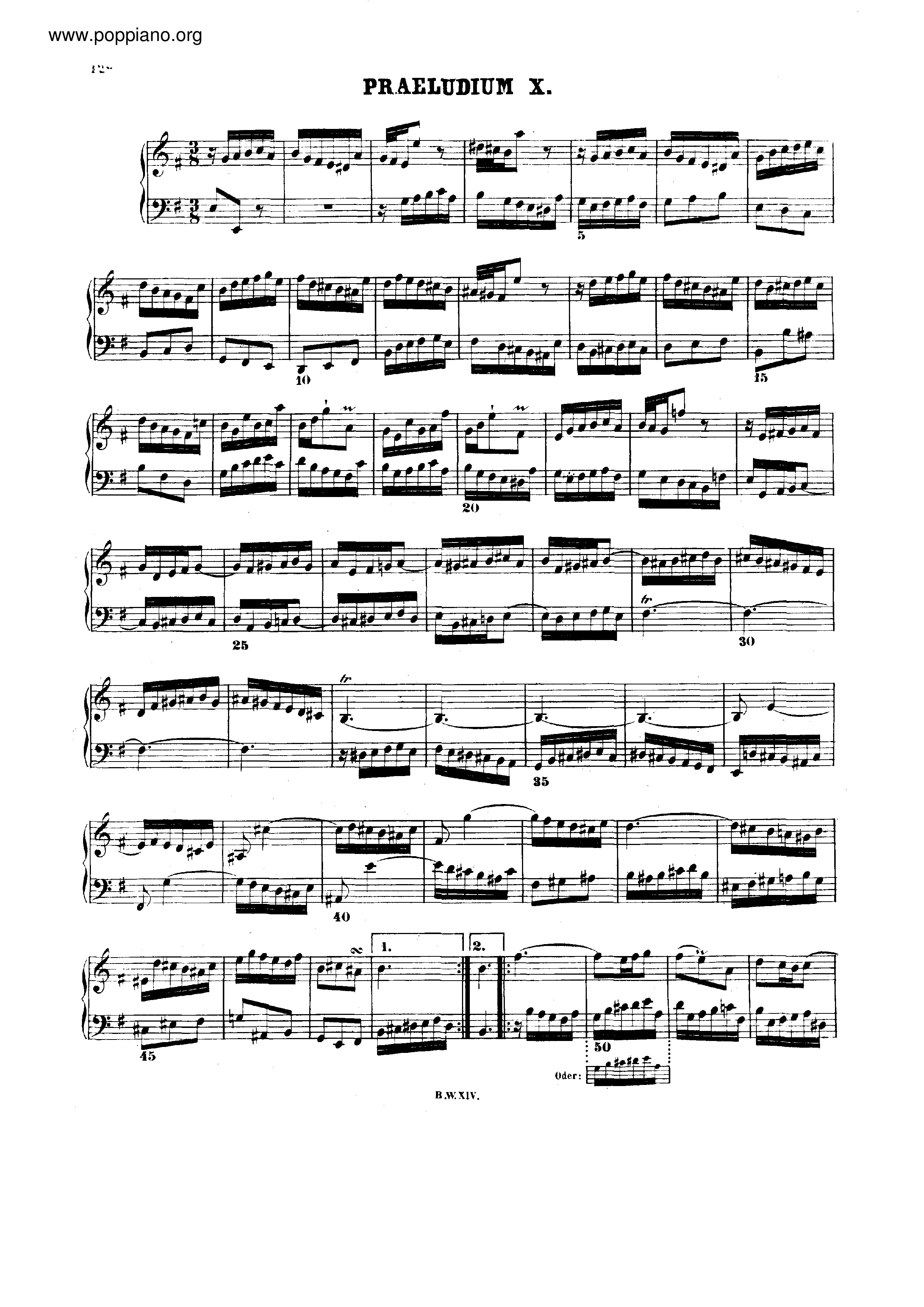 Prelude and Fugue No.10 e minor, BWV 879 Score
