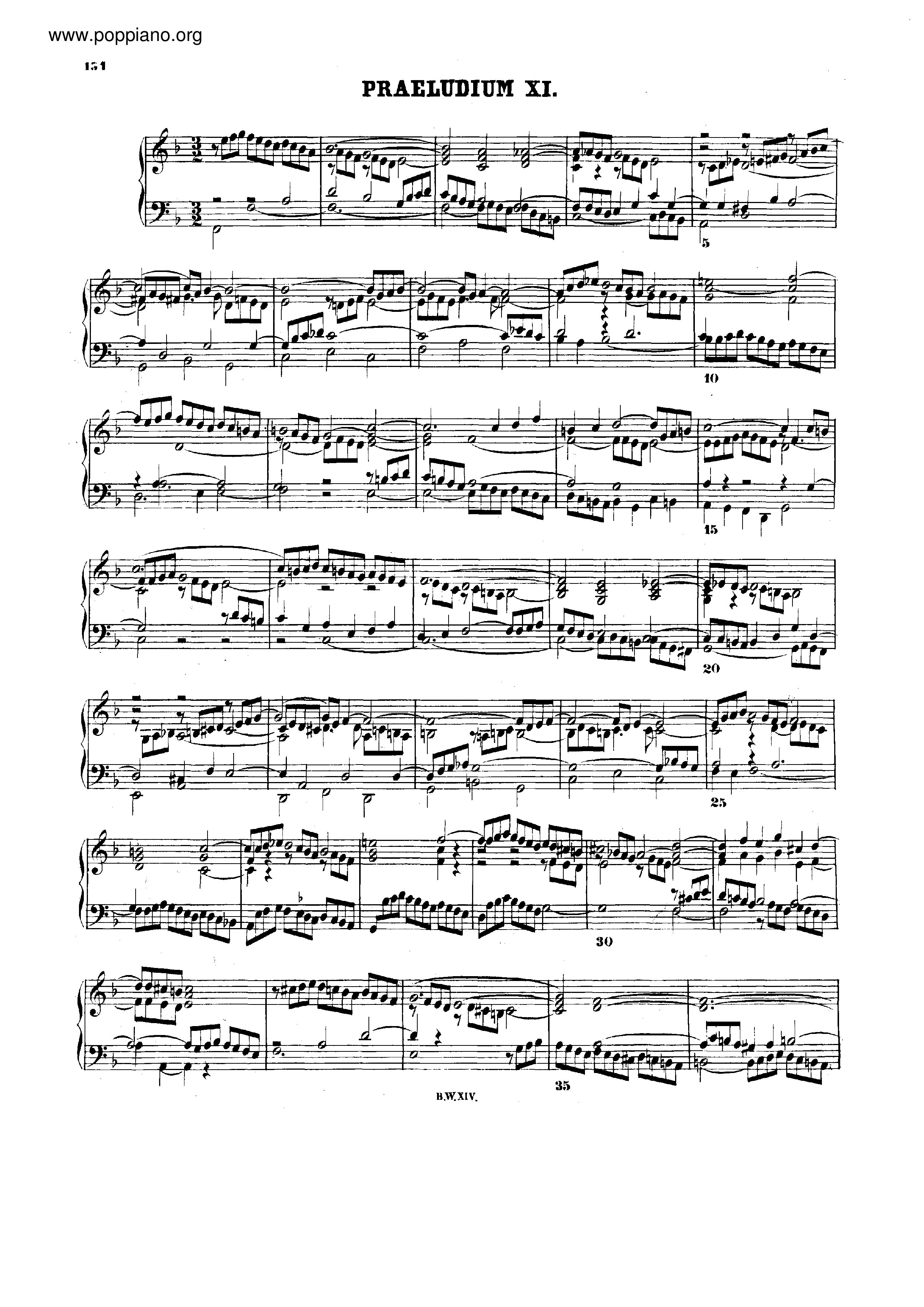 Prelude and Fugue No.11 F major, BWV 880 Score