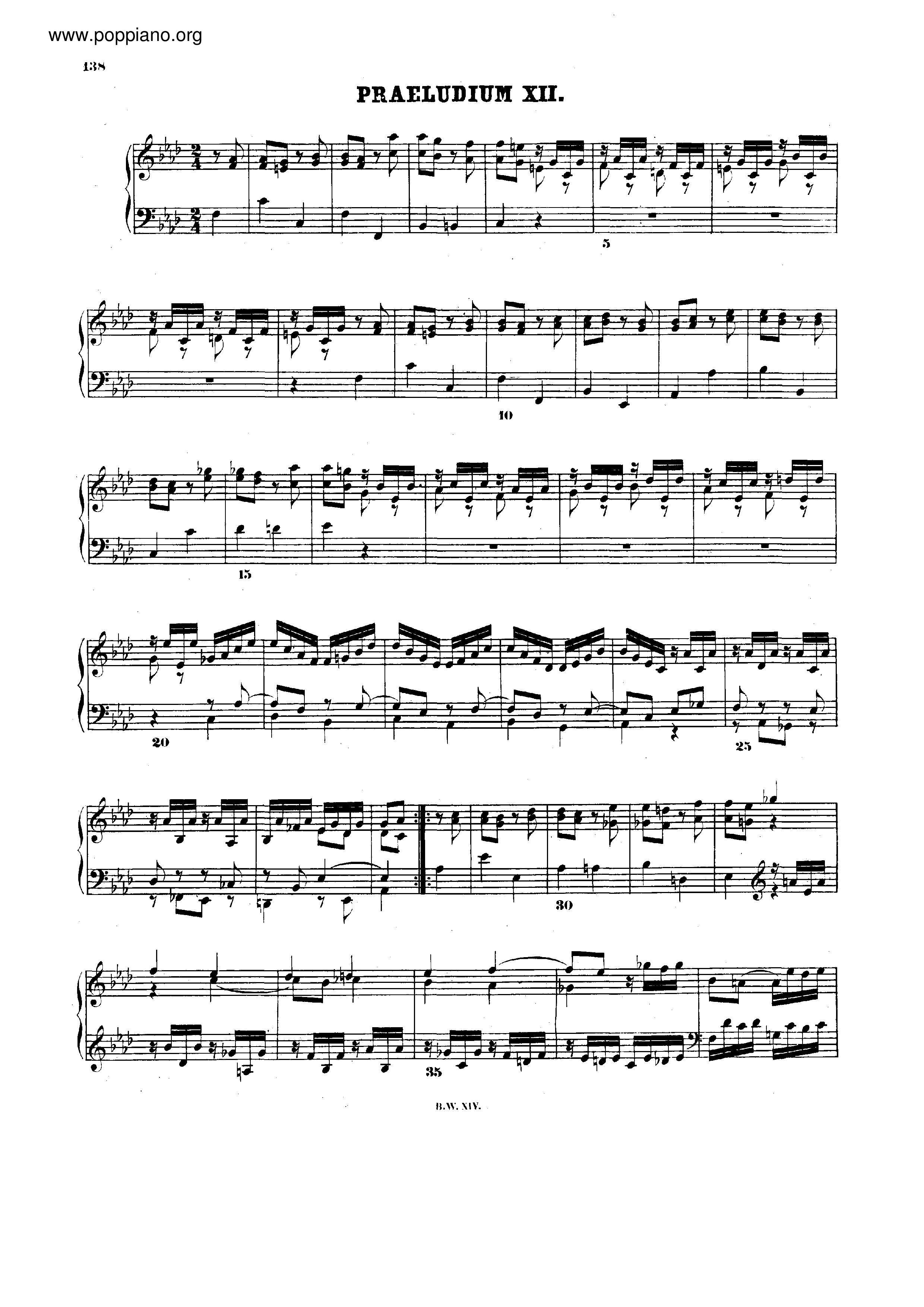 Prelude and Fugue No.12 f minor, BWV 881 Score