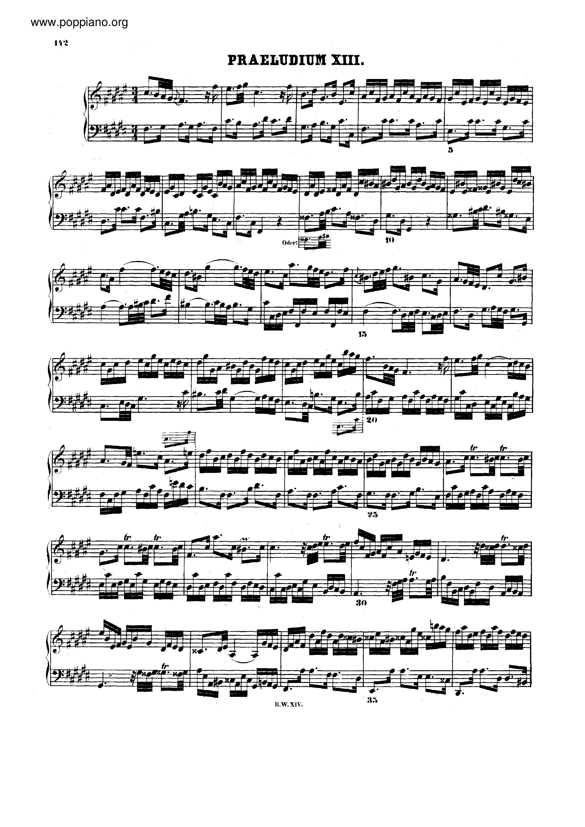 Prelude and Fugue No.13 F# major, BWV 882琴谱