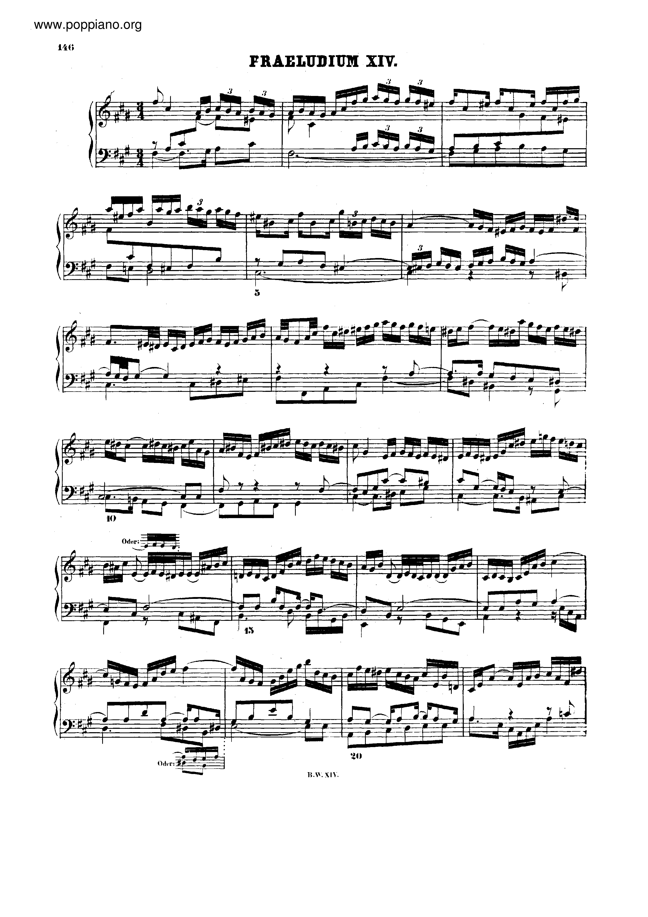 Prelude and Fugue No.14 f# minor, BWV 883 Score