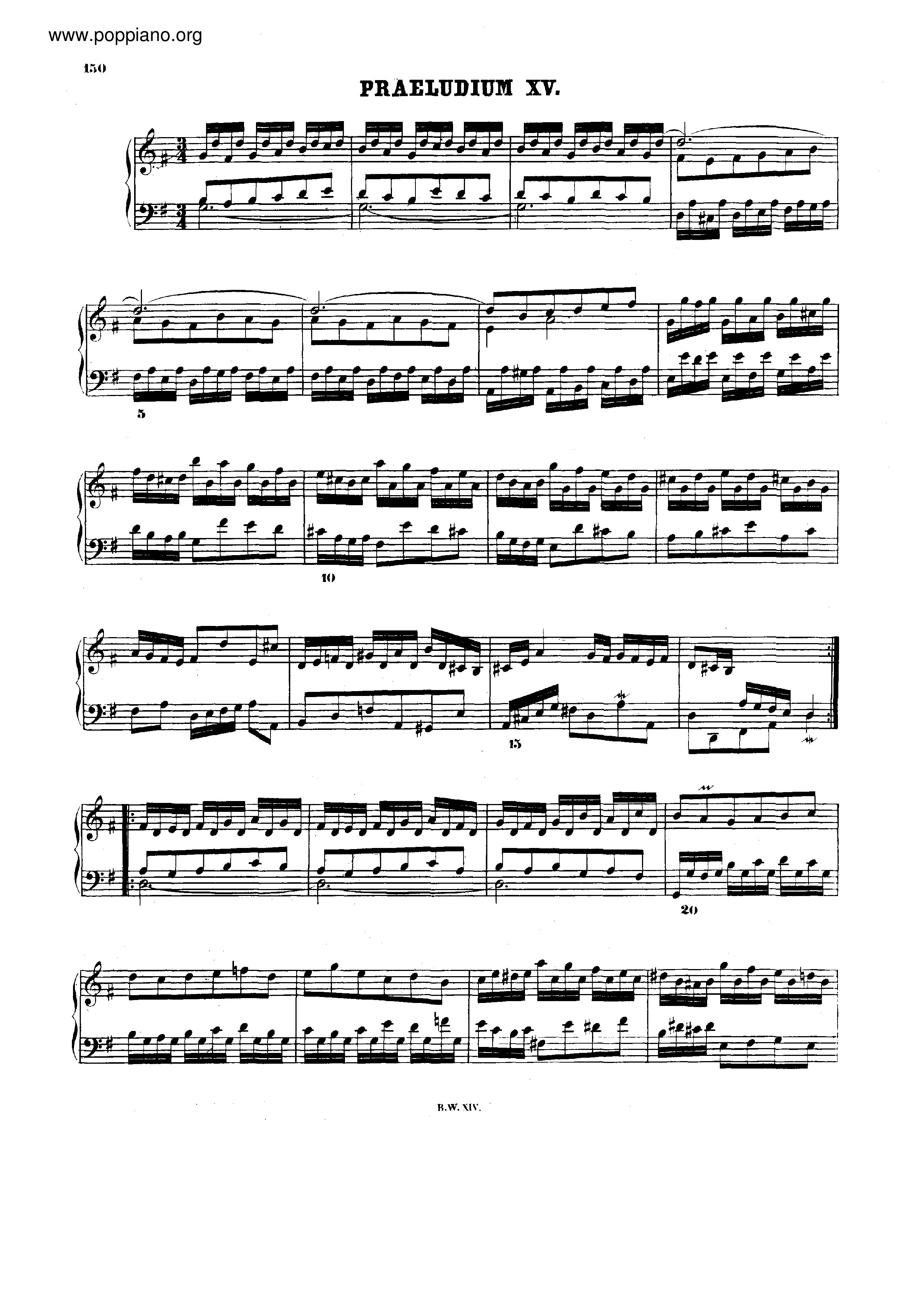 Prelude and Fugue No.15 G major, BWV 884琴譜