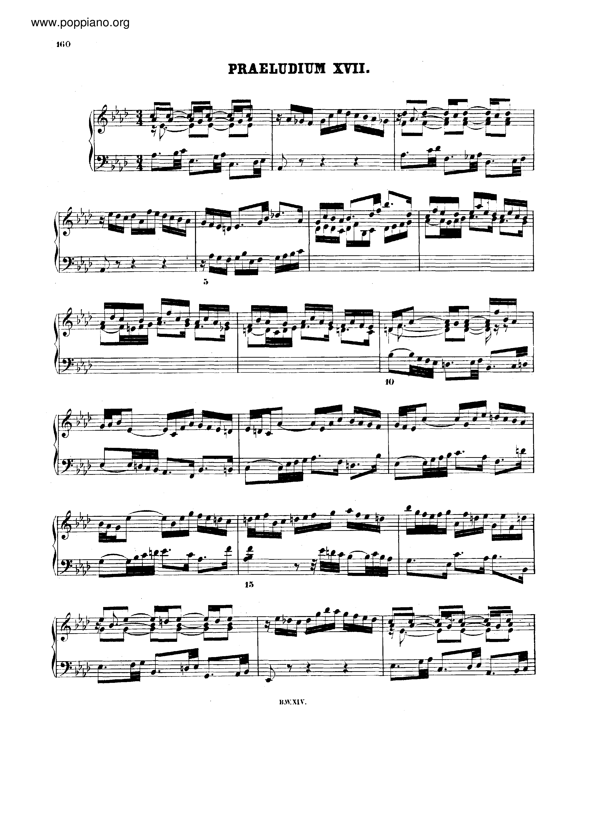 Prelude And Fugue No.17 Ab Major, Bwv 886 Score
