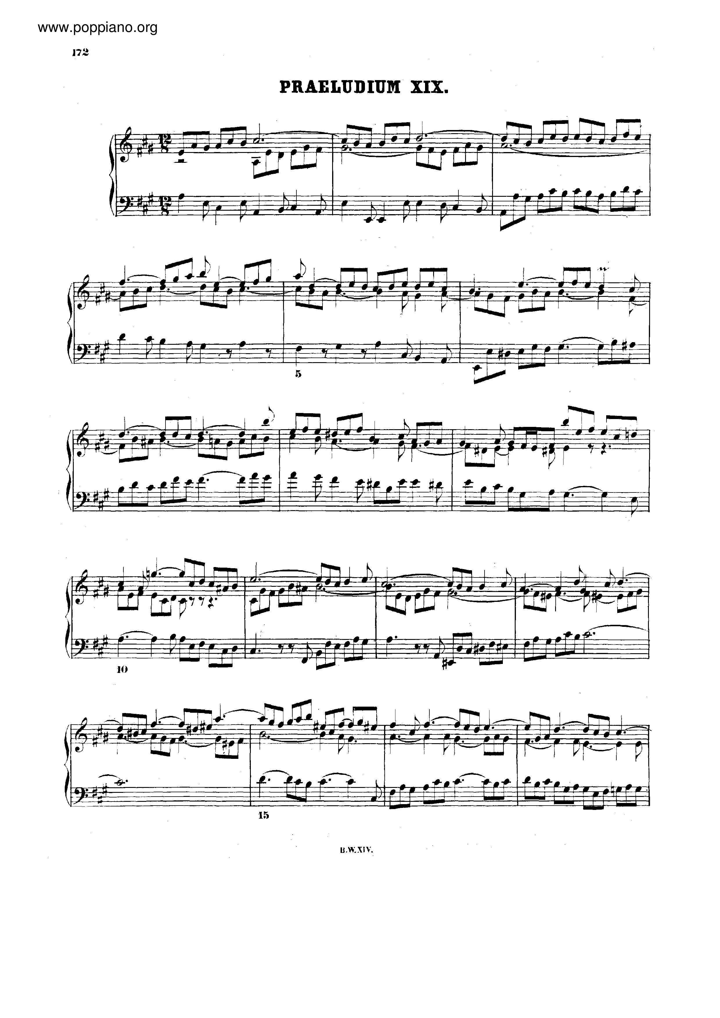 Prelude and Fugue No.19 A major, BWV 888琴譜