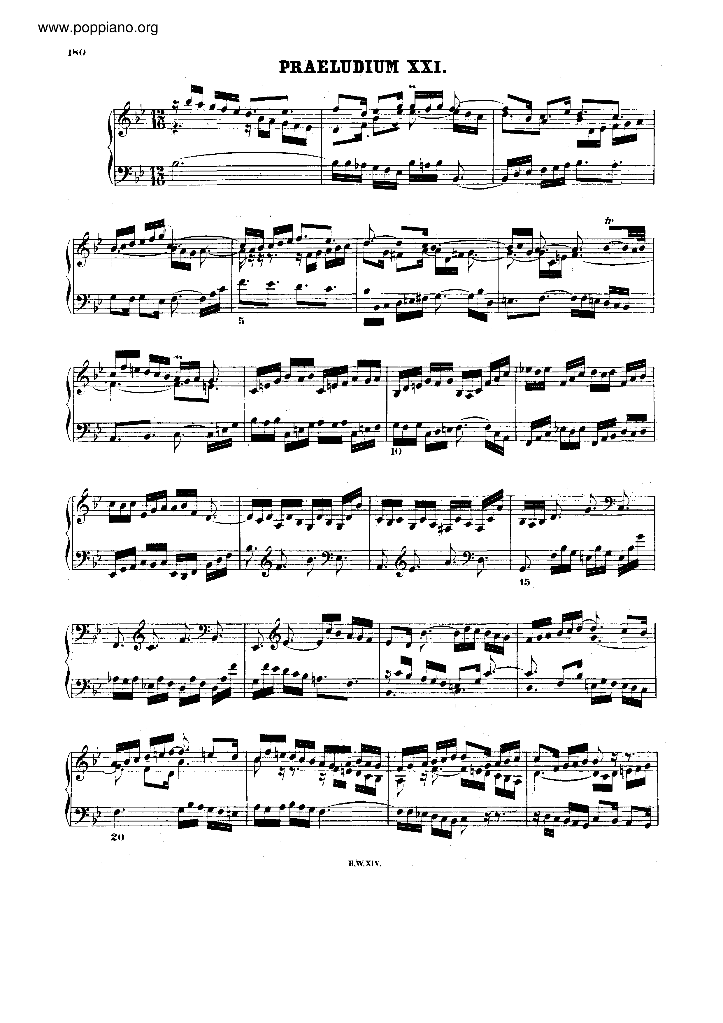 Prelude and Fugue No.21 Bb major, BWV 890琴谱