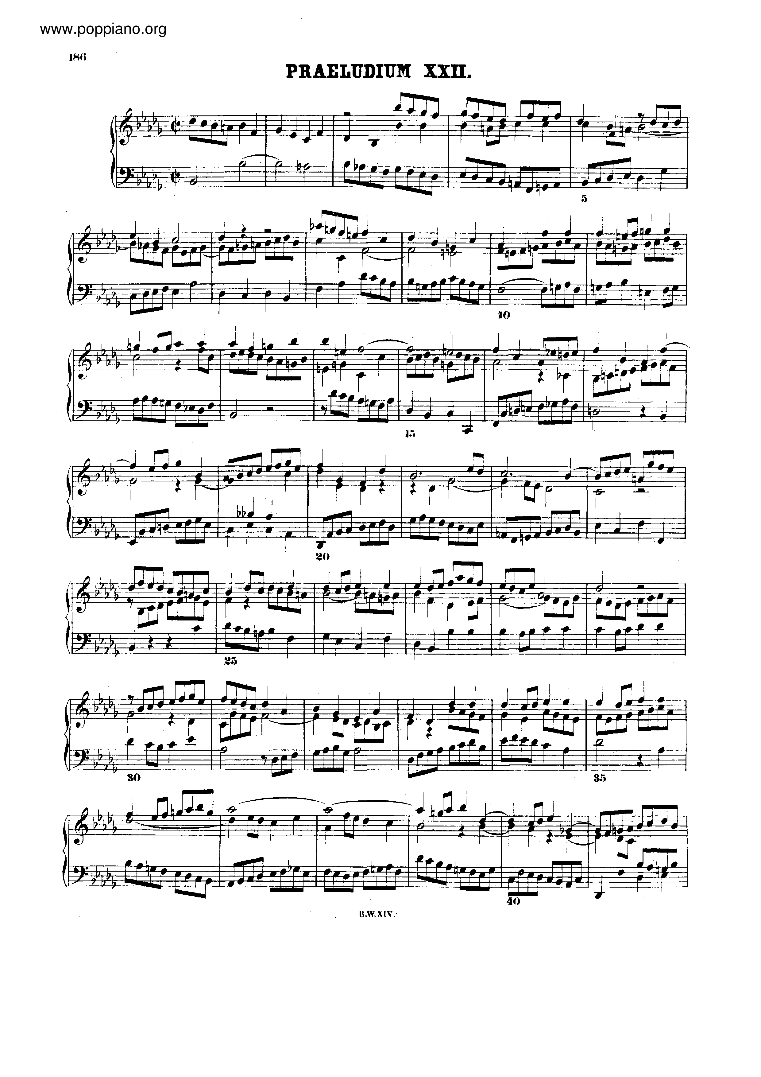 Prelude and Fugue No.22 bb minor, BWV 891 Score