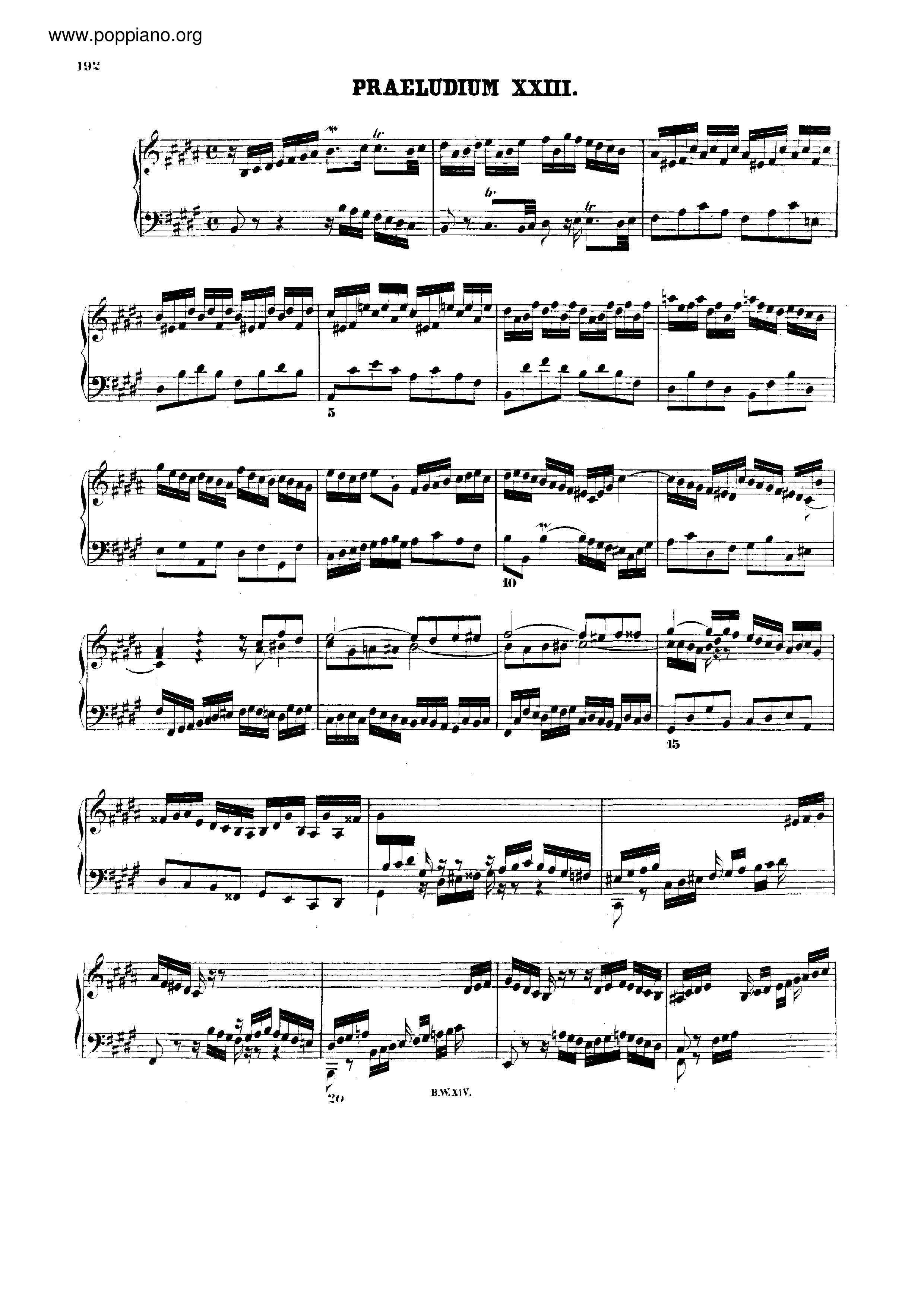 Prelude and Fugue No.23 B major, BWV 892 Score