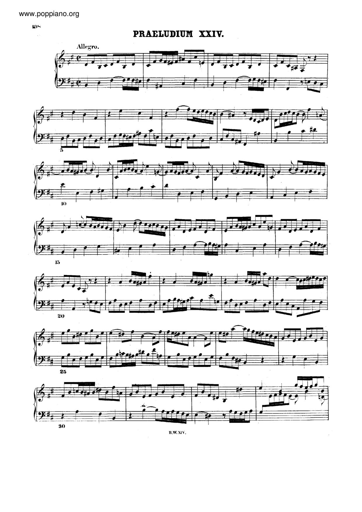 Prelude and Fugue No.24 b minor, BWV 893ピアノ譜