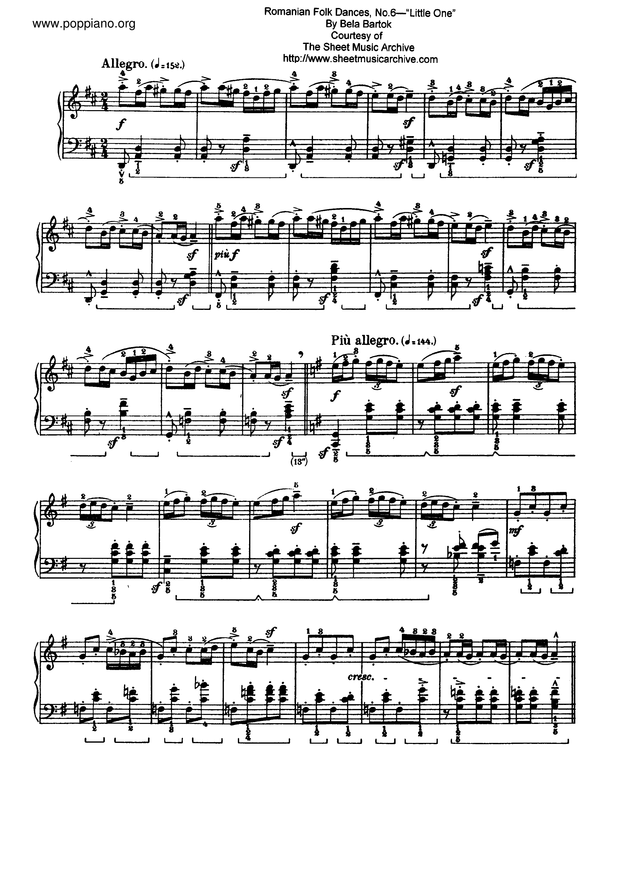 6. Little One, Sz.56 Score