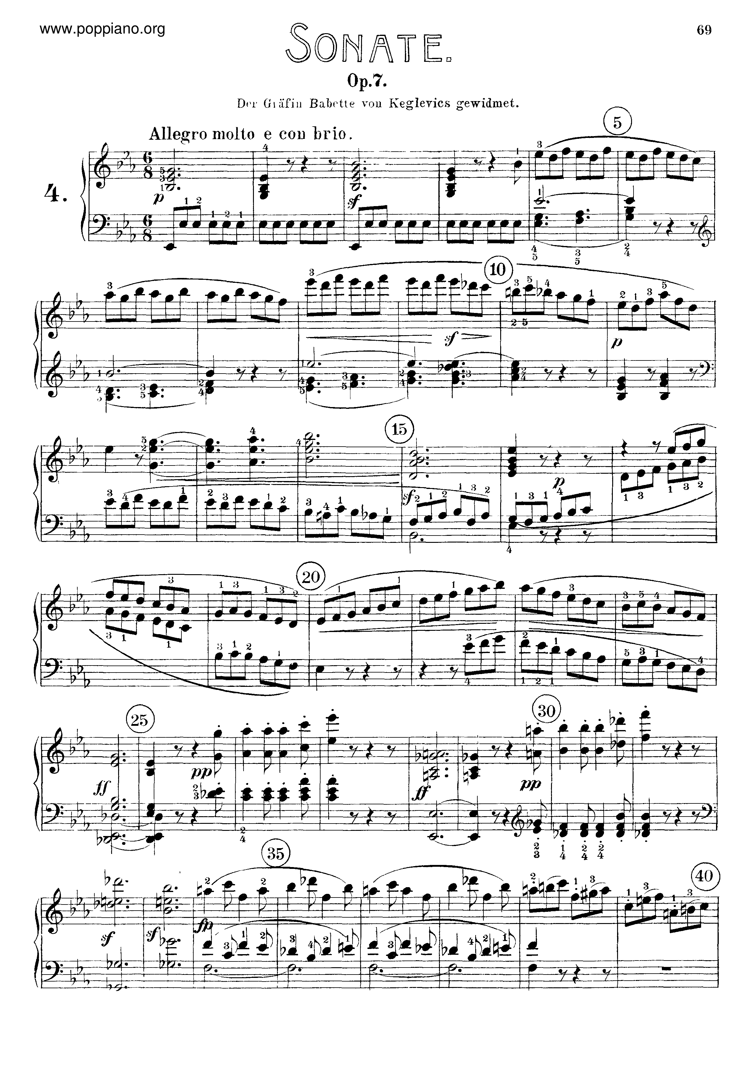 Piano Sonata No. 4 In Eb Major Op. 7琴譜
