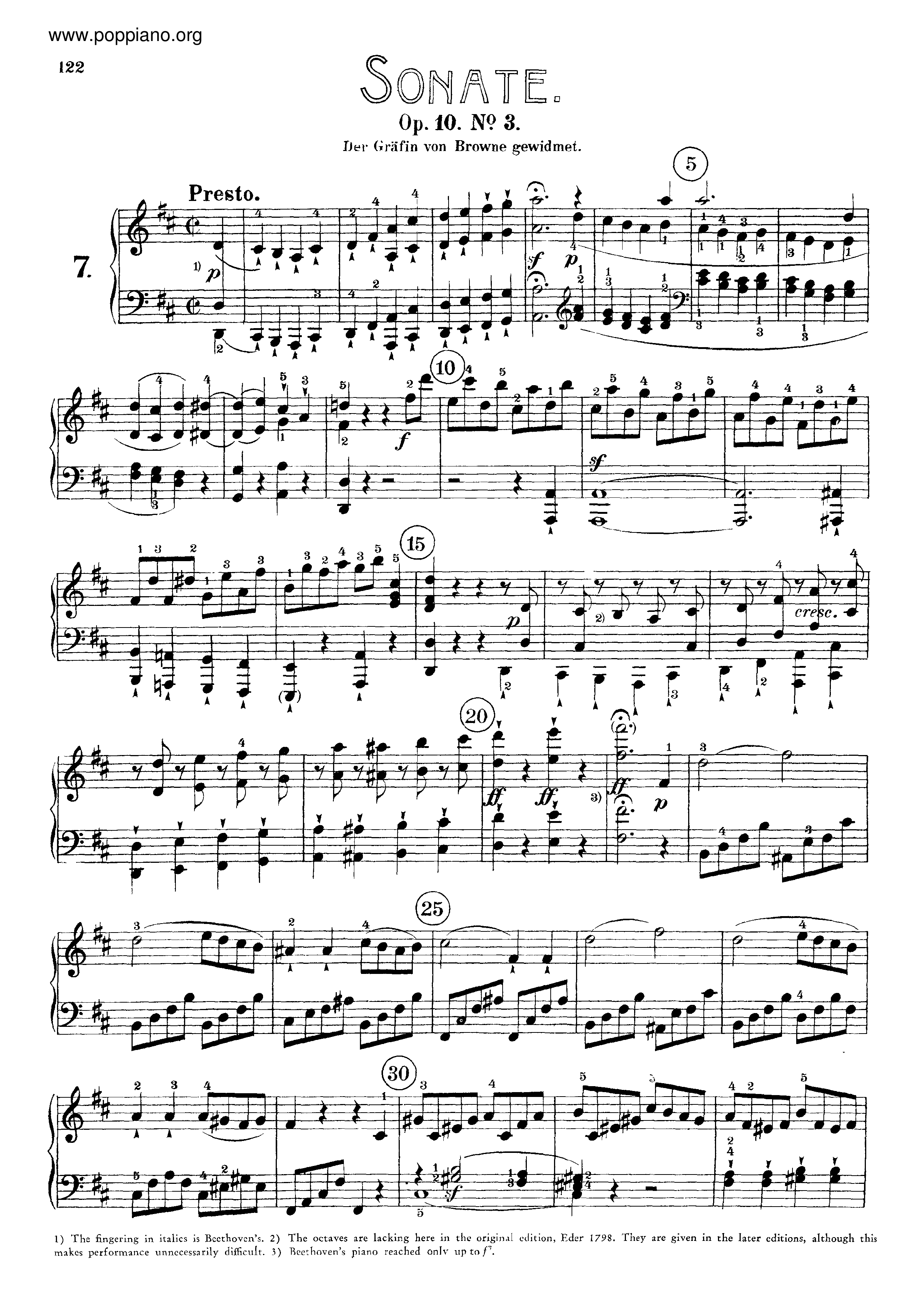 Sonata No. 7 in D major Score