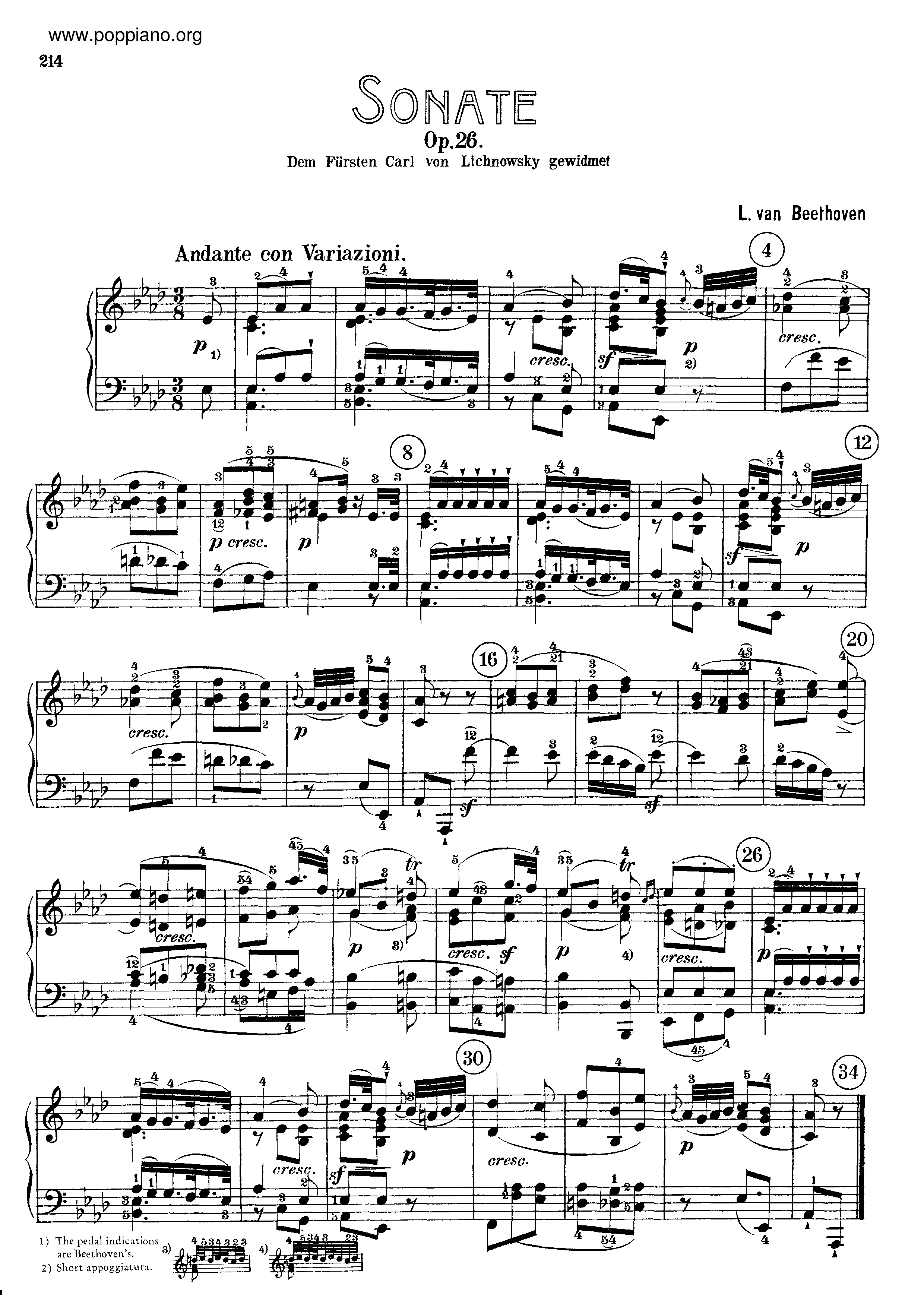 Sonata No. 12 in A-flat majorピアノ譜