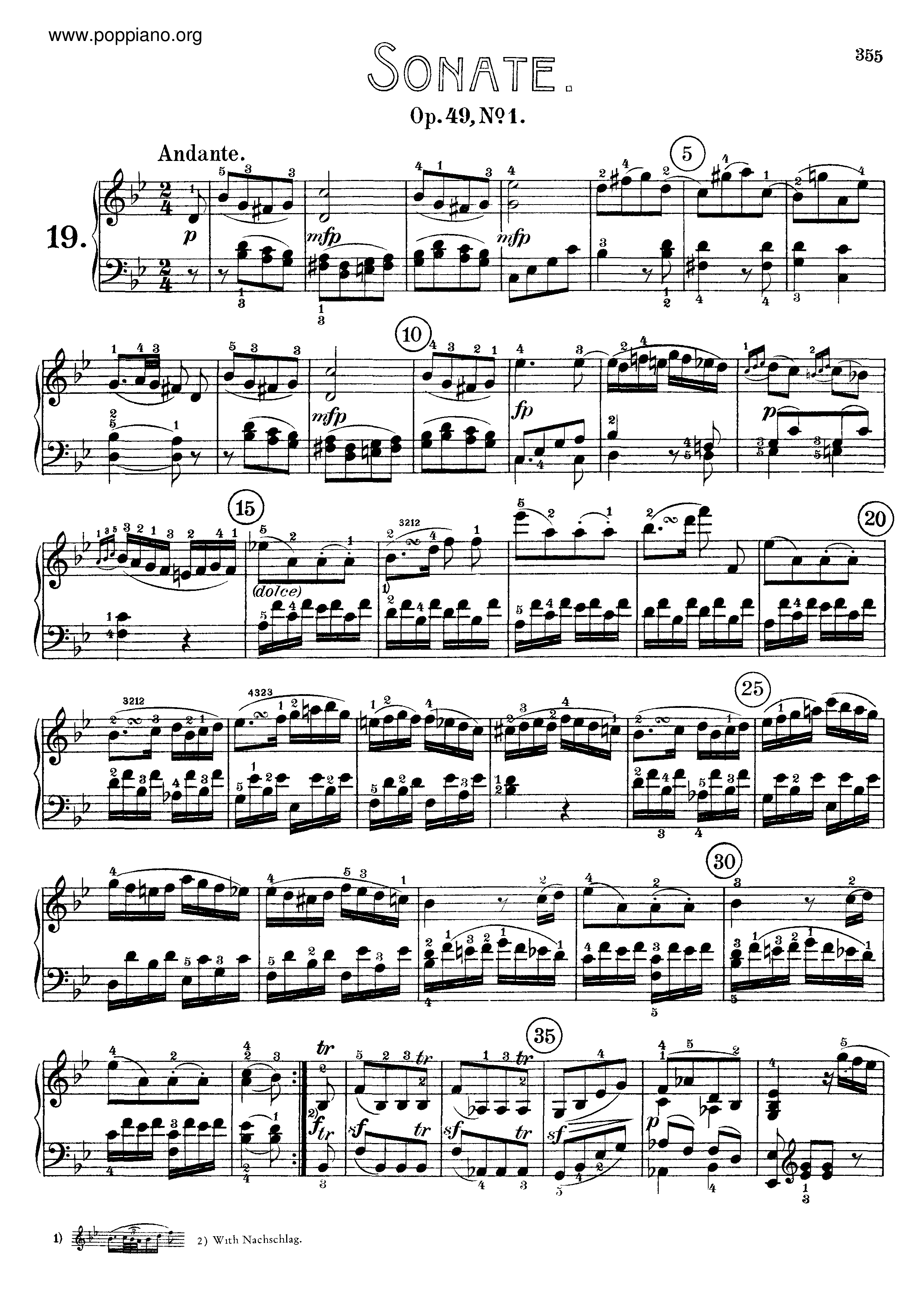 Sonata No. 19 in G minor Score