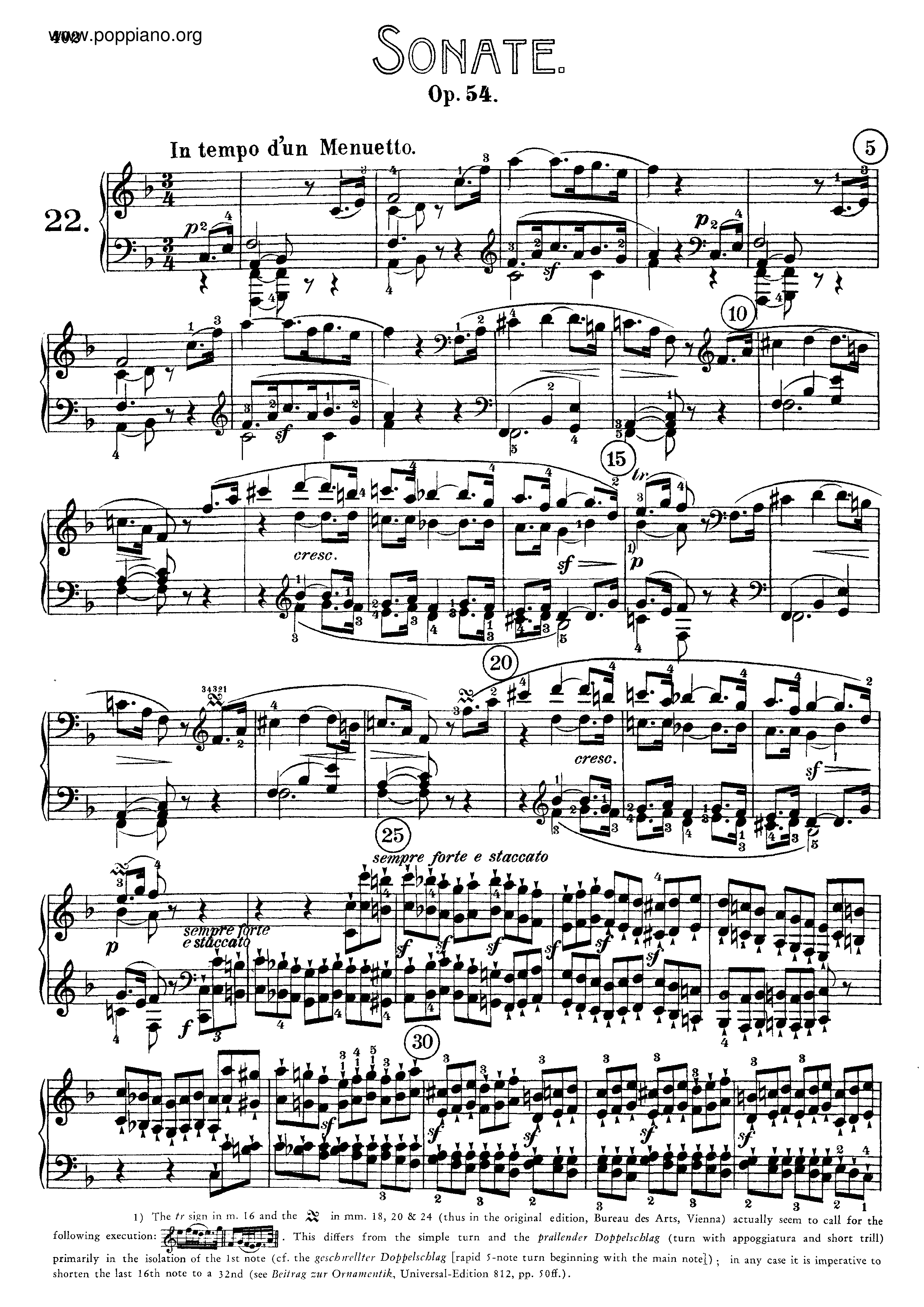 Sonata No. 22 in F major Score