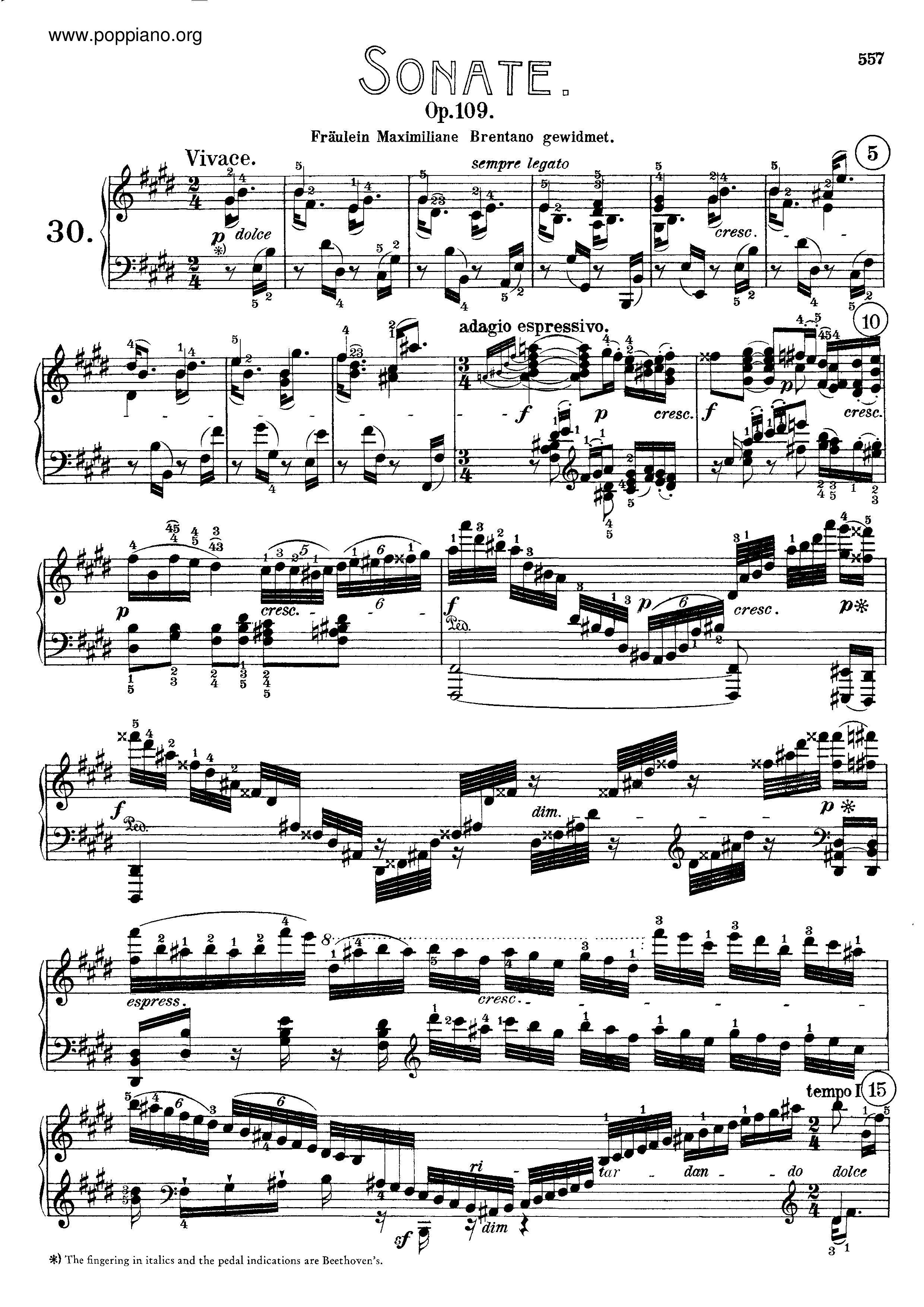 Sonata No. 30 in E majorピアノ譜
