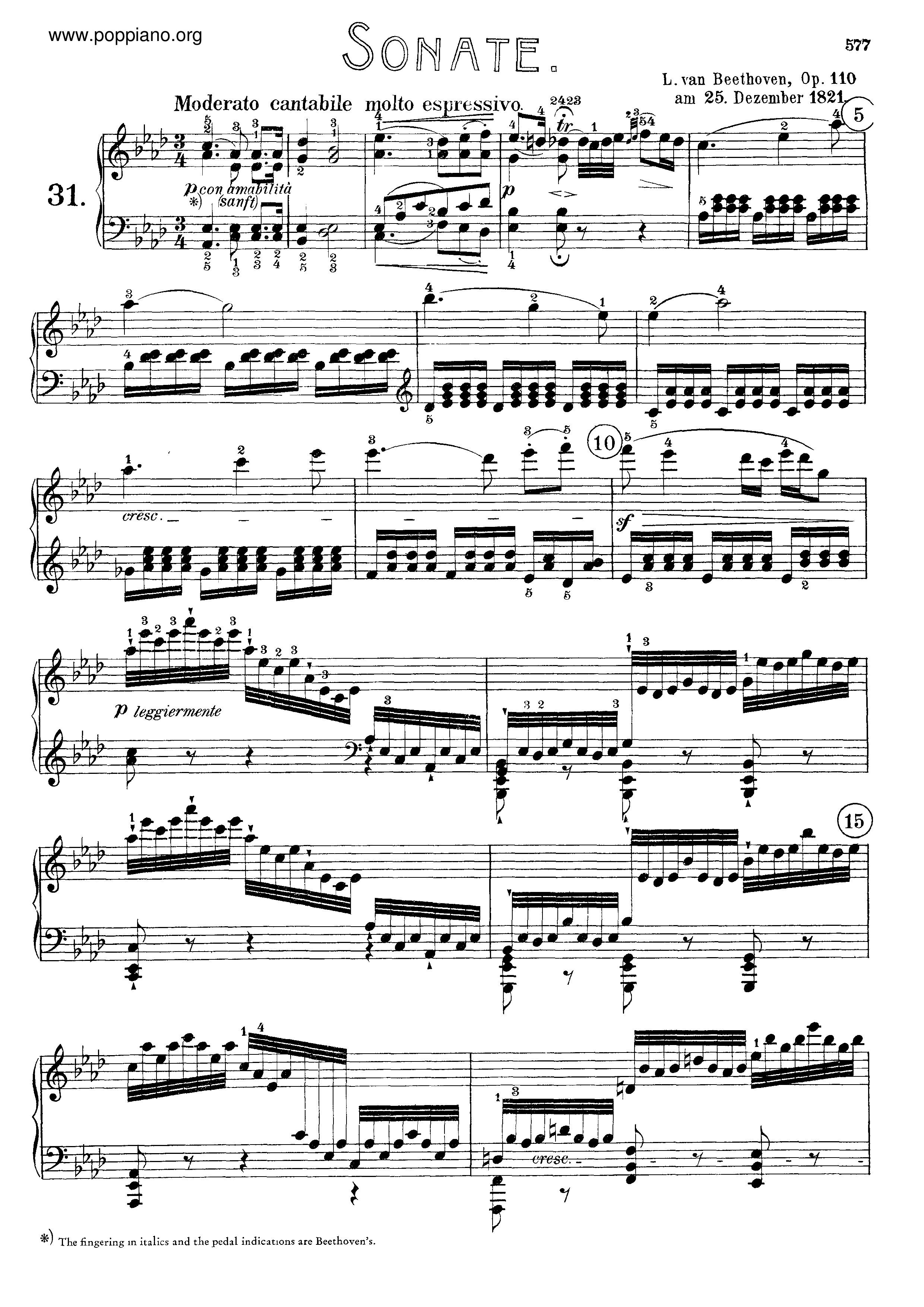Sonata No. 31 in A-flat majorピアノ譜