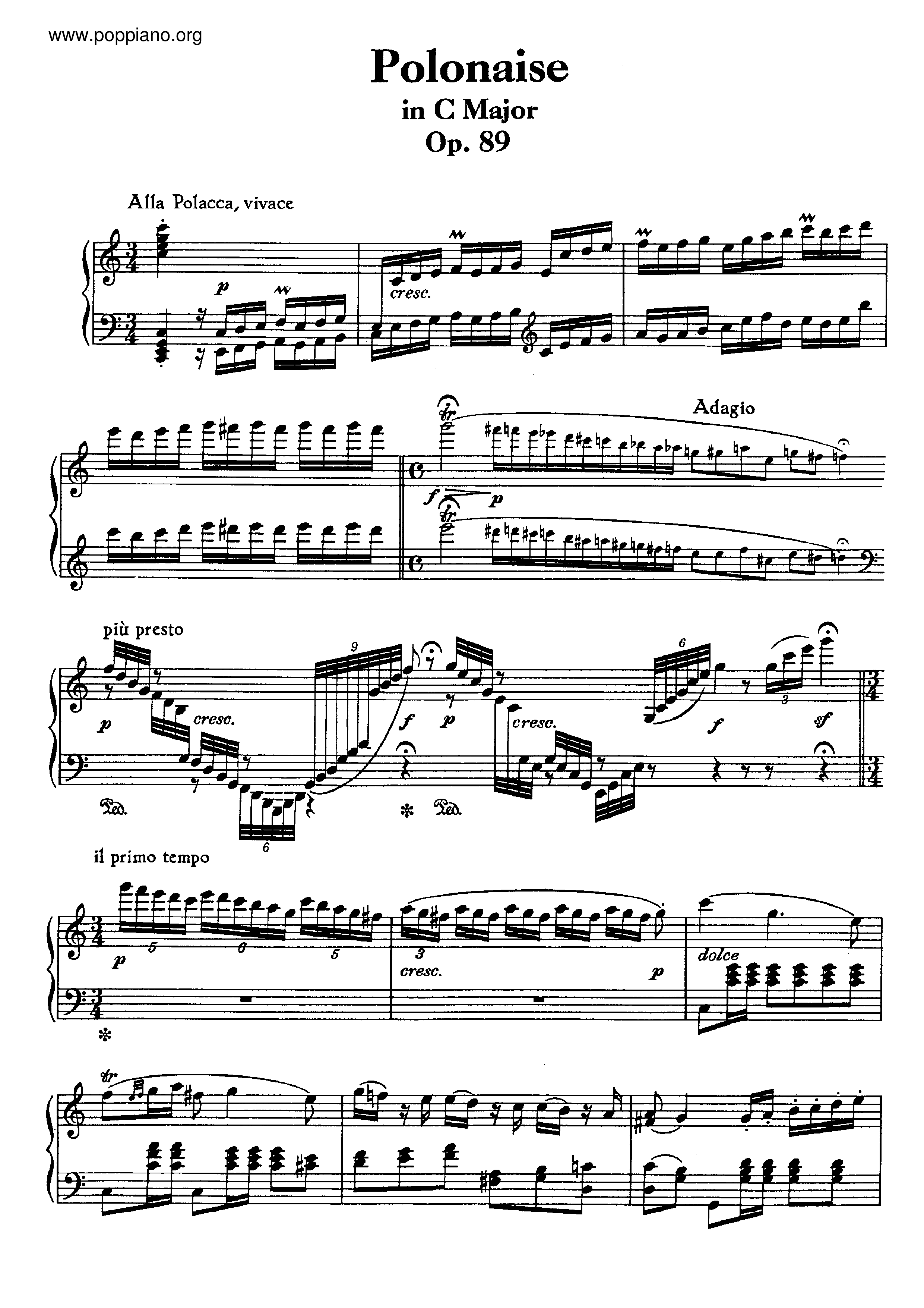 Polonaise in C Major, Op. 89琴譜