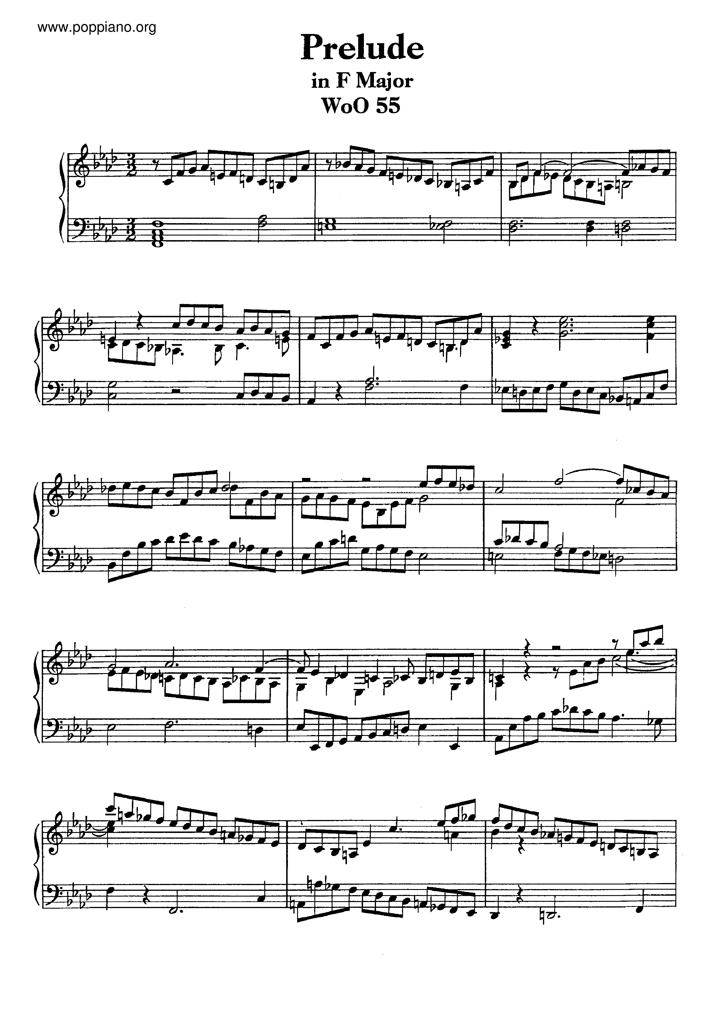 Prelude for Piano F-dur, WoO 55 Score